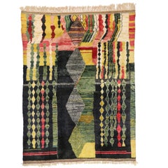 Contemporary Abstract Moroccan Rug with Modern Memphis-Bauhaus Style