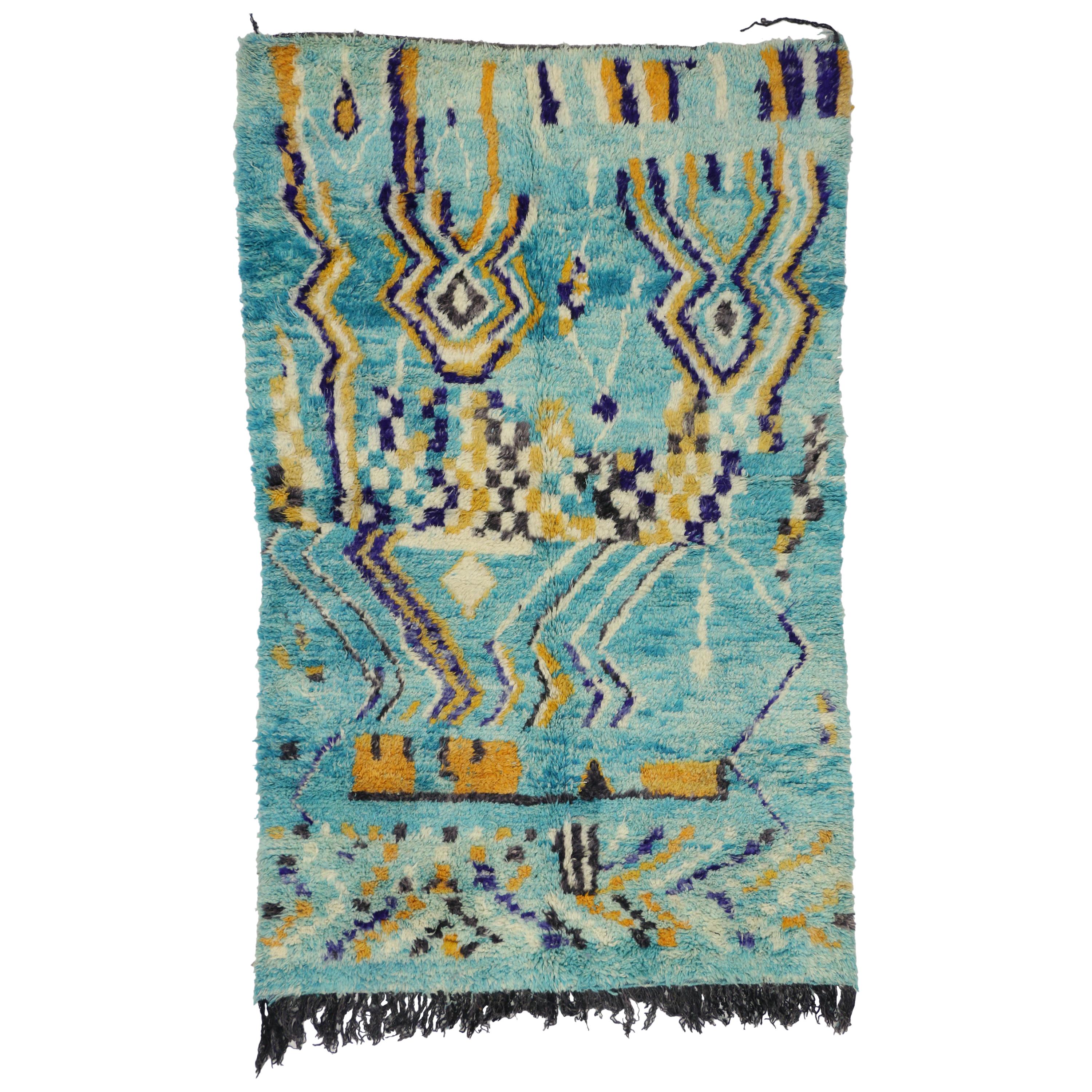 Contemporary Abstract Moroccan Rug with Post-Modern Memphis-Bauhaus Style