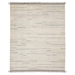 Contemporary Abstract Moroccan Style Wool Rug – Hand-Knotted Linear Grid Design
