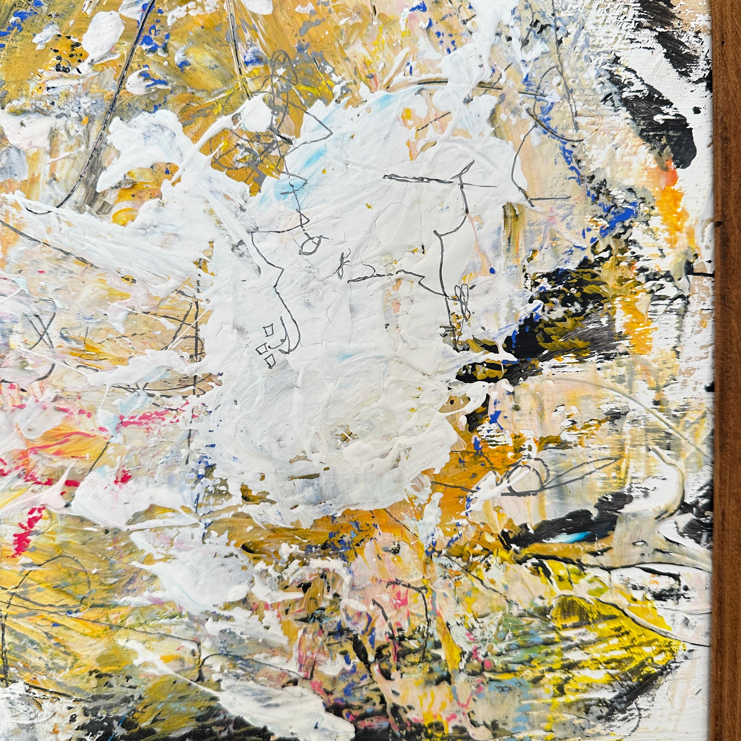 Contemporary Abstract Multicolored Painting von Felix Bachmann, 19. Rahmen (Buchenholz) im Angebot
