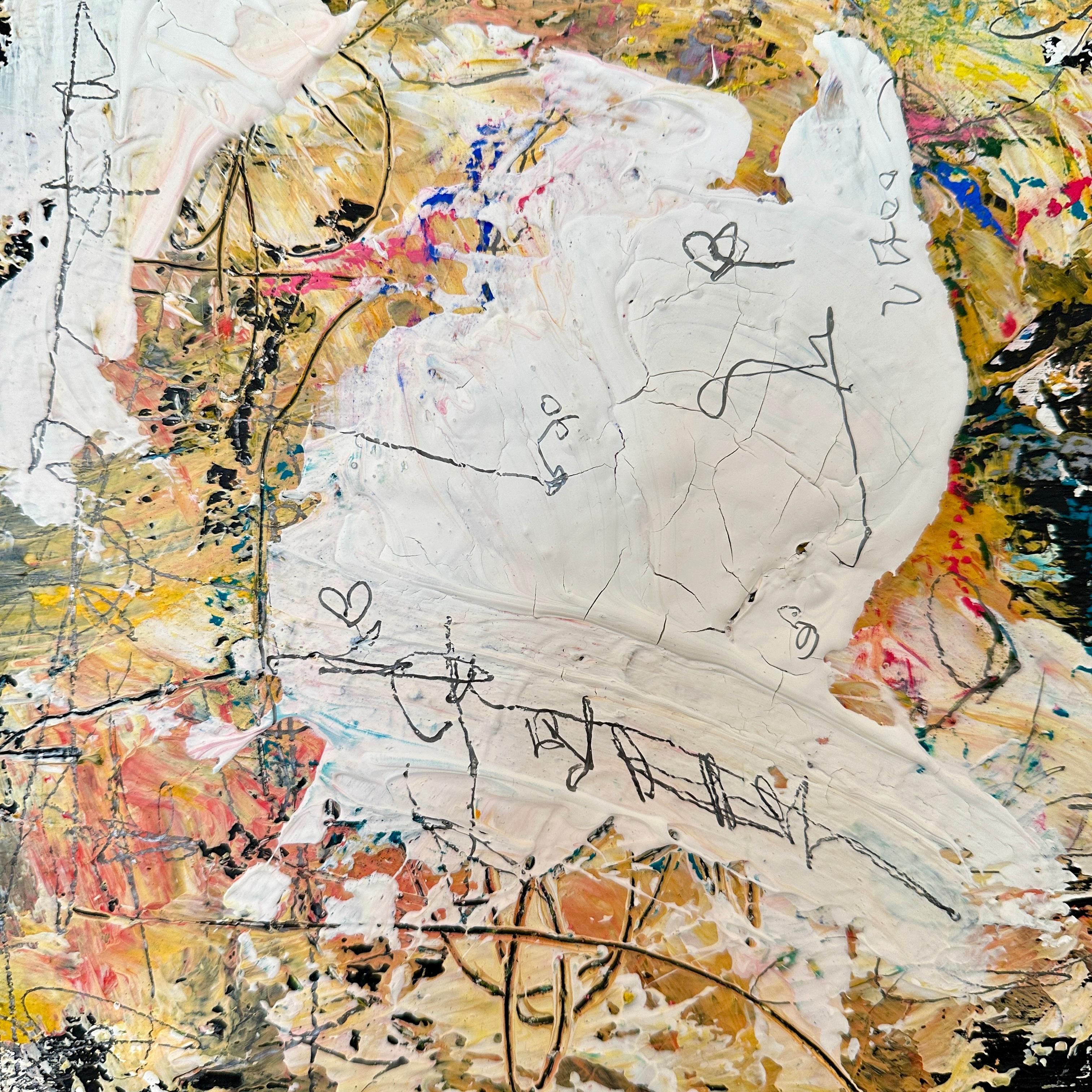 Contemporary Abstract Multicolored Painting von Felix Bachmann, 19. Vergoldeter Rahmen (Moderne)
