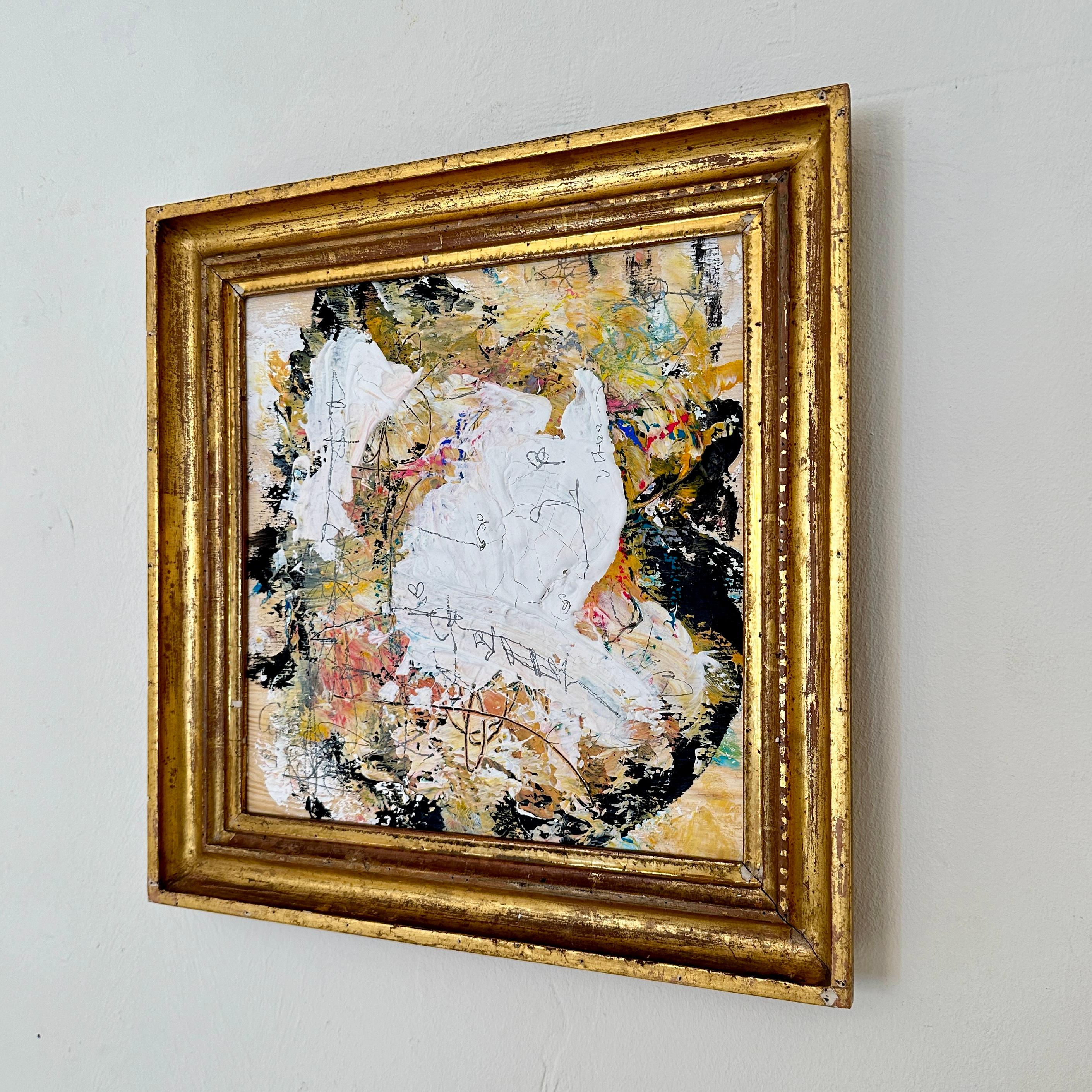 Contemporary Abstract Multicolored Painting von Felix Bachmann, 19. Vergoldeter Rahmen (21. Jahrhundert und zeitgenössisch)