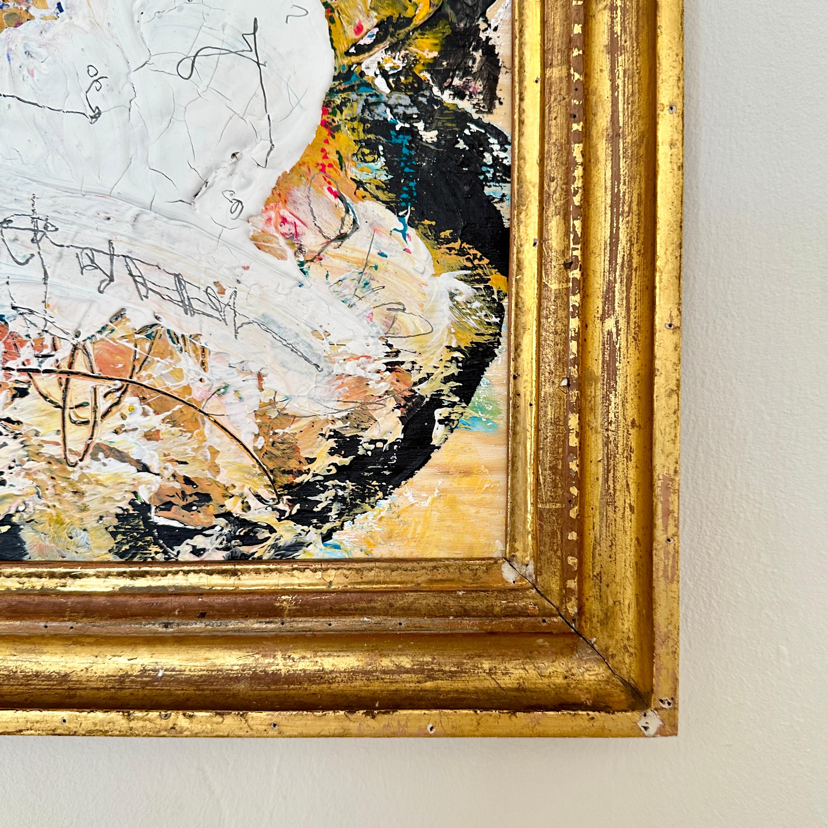 Contemporary Abstract Multicolored Painting von Felix Bachmann, 19. Vergoldeter Rahmen (Kiefernholz)