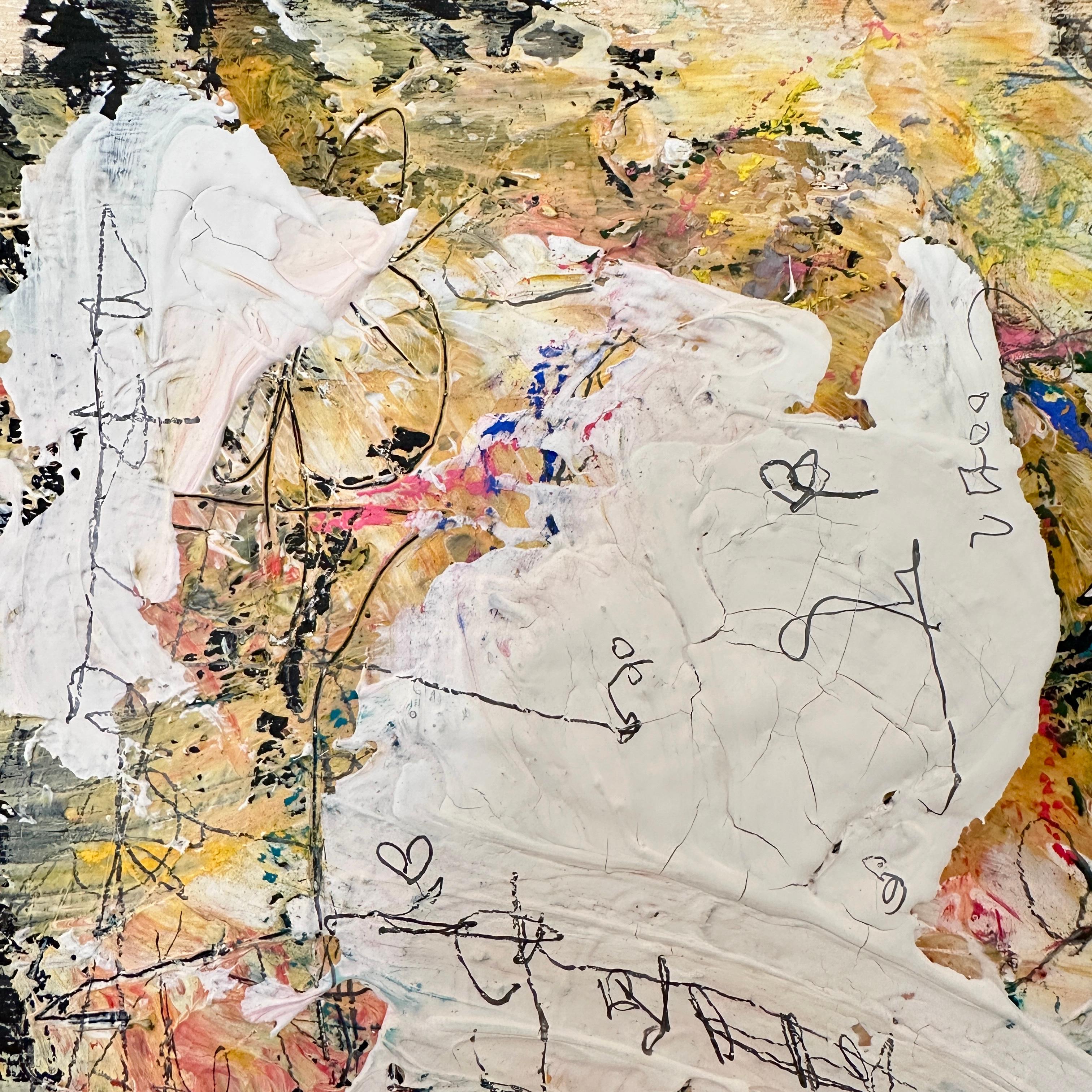 Contemporary Abstract Multicolored Painting von Felix Bachmann, 19. Vergoldeter Rahmen 1