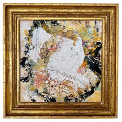 Pintura Abstracta Contemporánea Multicolor de Felix Bachmann, 19. Siglo. Marco dorado