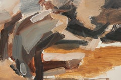 Olio astratto contemporaneo su carta firmato 1990