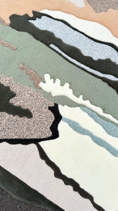 Contemporary Abstract Organic Hand-Tufted Rug with Layered Earth Tones and Sculp