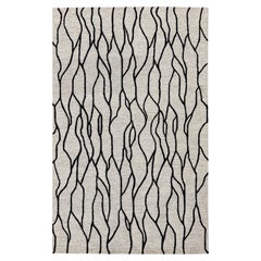 Contemporary Abstract Organic Line Wool Area Rug, Postmodern Style 5x8
