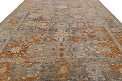 Zeitgenössische abstrakte Oushak Stil handgeknüpfte Wolle Bereich Teppich In Burnt Orange