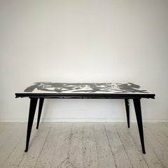 Contemporary Abstract Painted Dining Table in Black and White, 1950s Base