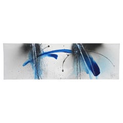 Pittura astratta contemporanea "Blue Soot", acrilico su tela di MS, AT 2017
