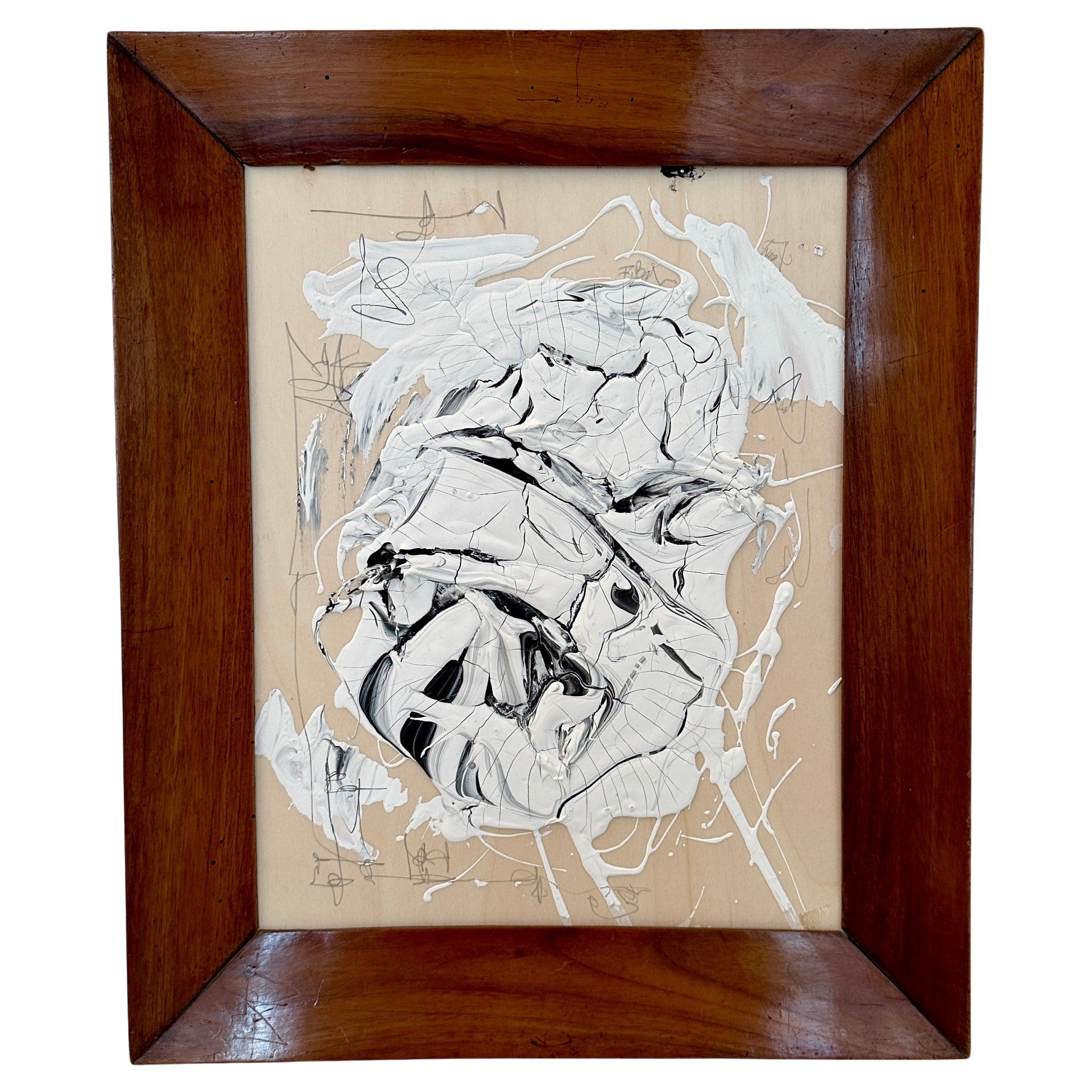 Quadro astratto contemporaneo di Felix Bachmann, cornice Biedermeier, 2023