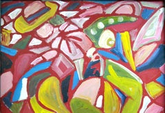 Contemporary Abstract Painting by Miklos Nemeth in Carved Wood Frame, 1960's