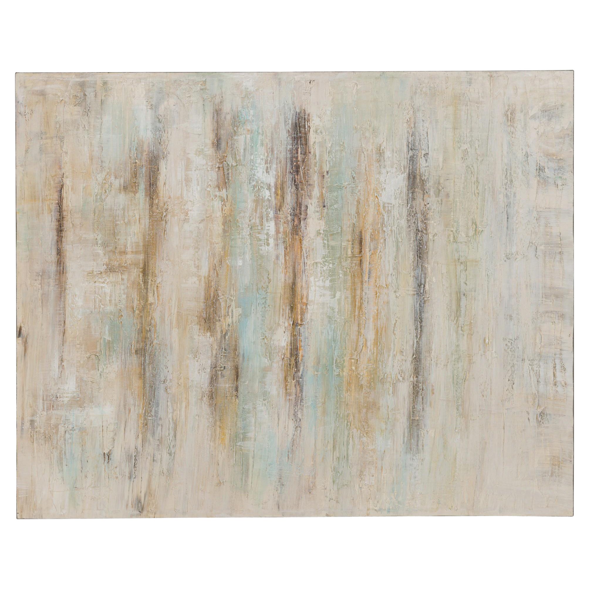 Contemporary Abstract Painting in Beige, Brown, and on Unframed Stretched Canvas