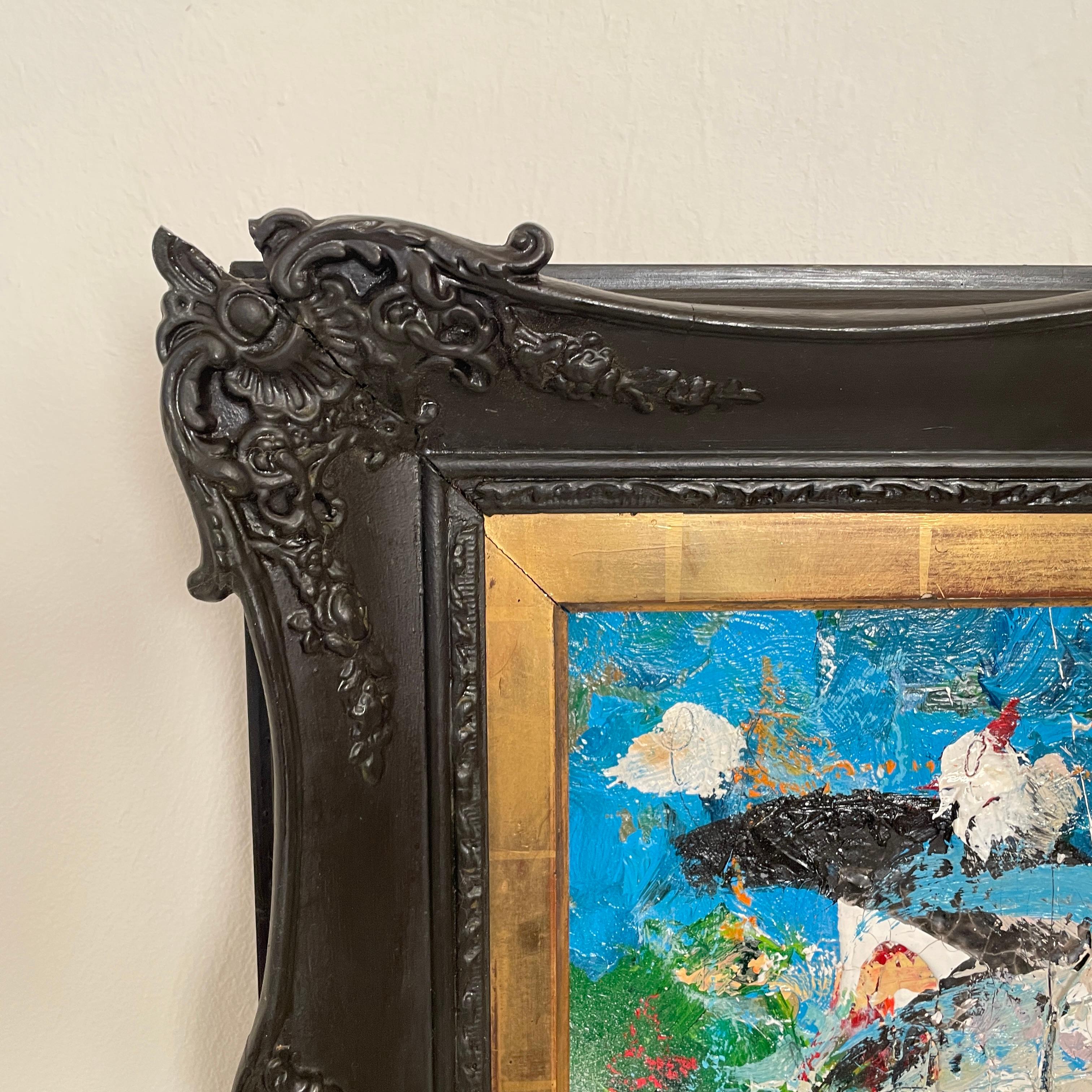 Contemporary Abstract Painting in mehreren Farben gerahmt in einem antiken Rahmen im Angebot 5
