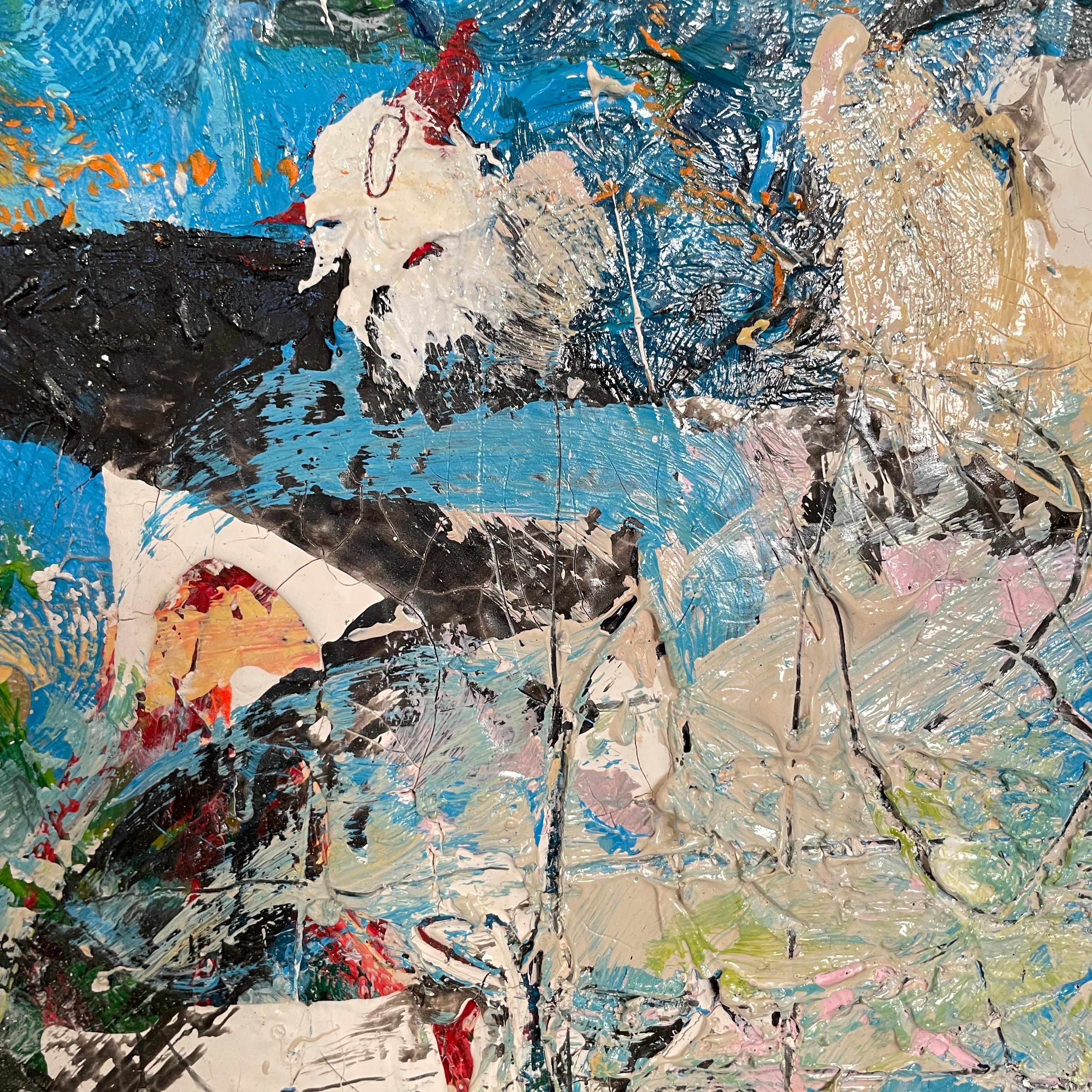 Contemporary Abstract Painting in mehreren Farben gerahmt in einem antiken Rahmen im Angebot 2