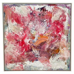 Pintura abstracta contemporánea en rojo y blanco de Felix Bachmann, 2024