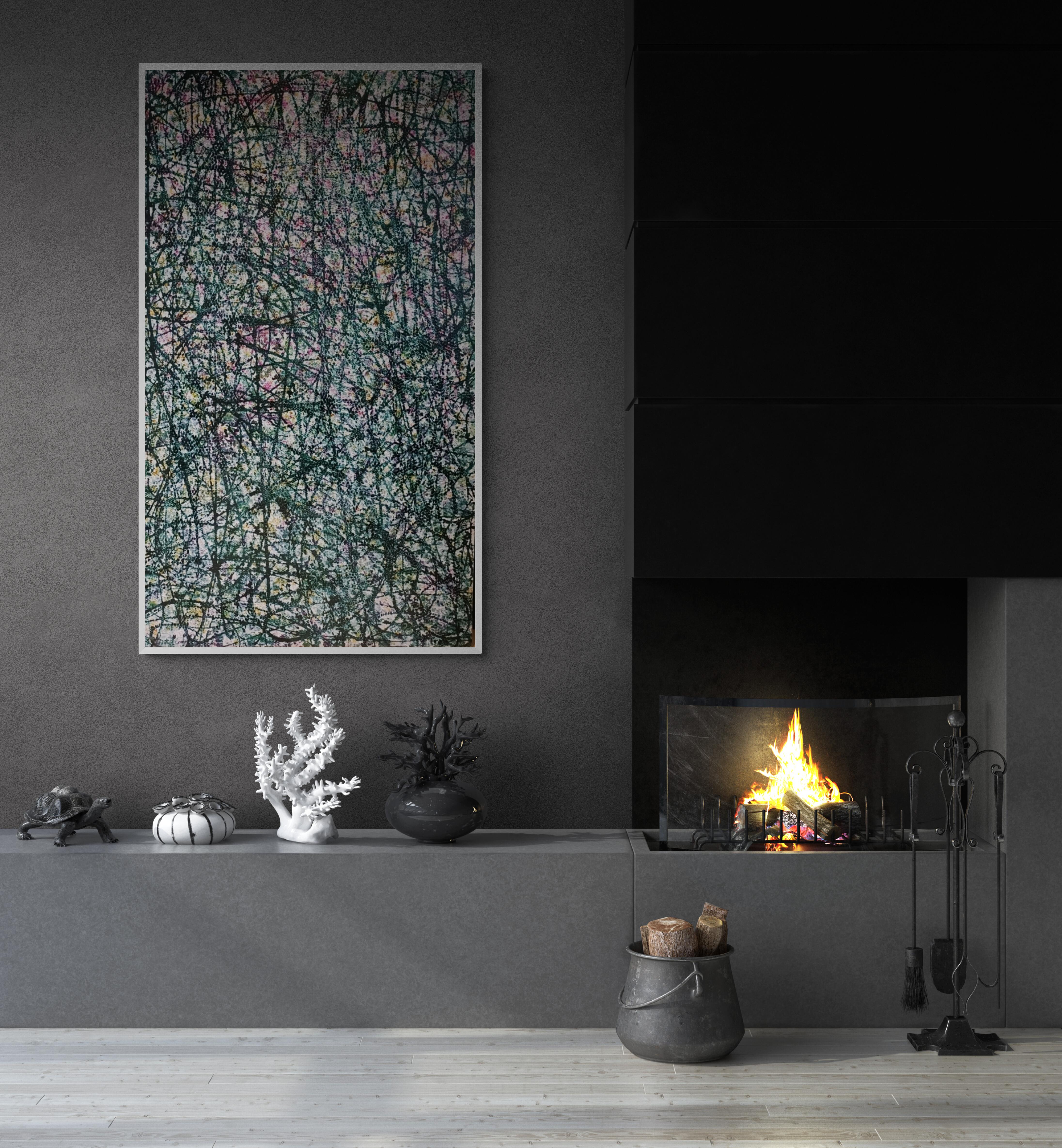 Zeitgenössische abstrakte Malerei im Stil von Jackson Pollock und Larry Poons im Zustand „Relativ gut“ im Angebot in Paris, FR