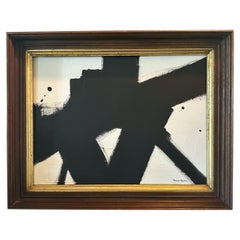 Contemporary Abstract Painting In Vintage Frame By Patrick Phillips, U.S.A.