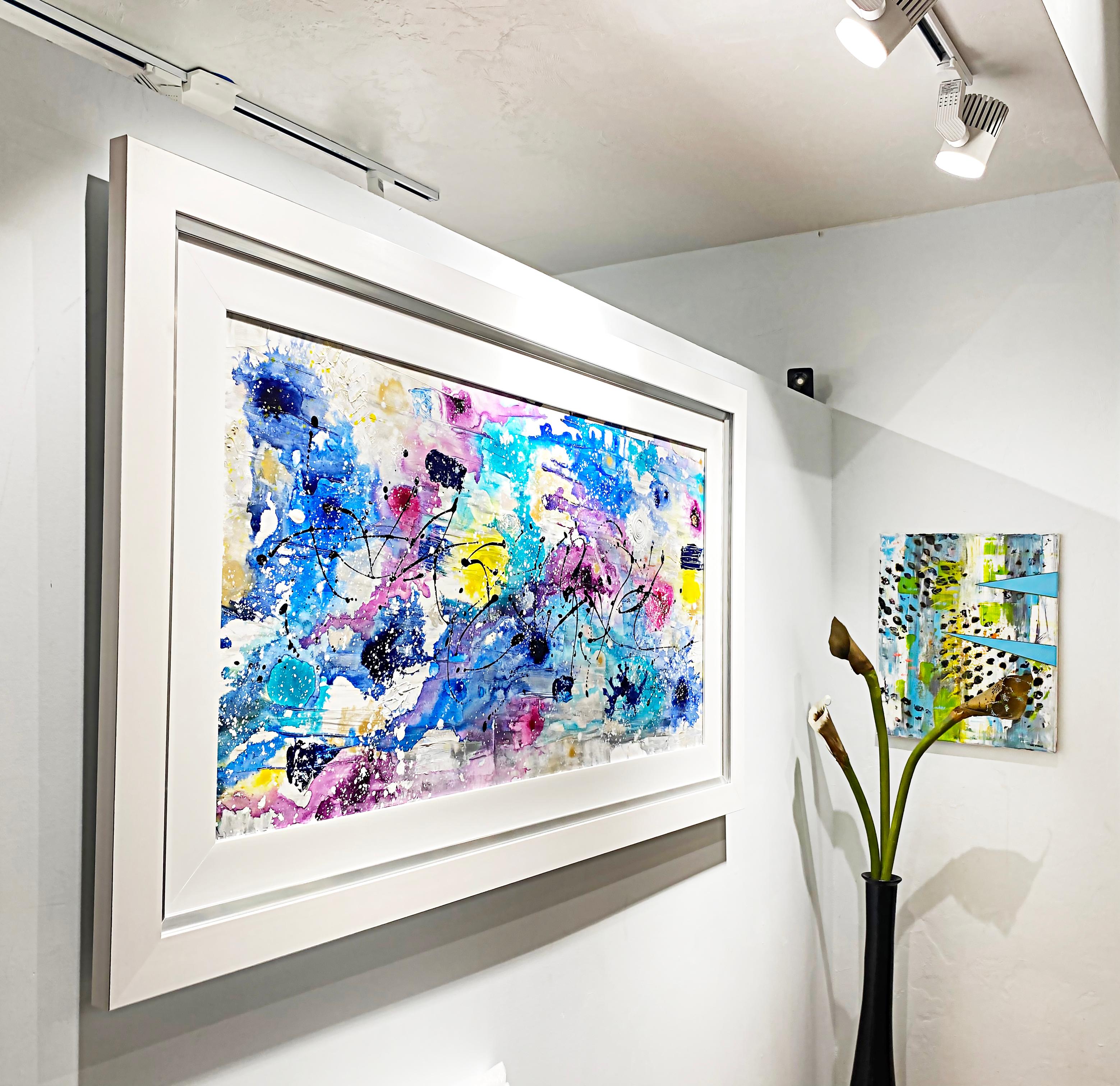 Contemporary Abstract Painting on Canvas by Brittany Murphy

 Offered for sale is a  colorful contemporary abstract painting on canvas by Brittany Murphy. The painting is signed in the lower right. It is displayed in a white lacquered frame and
