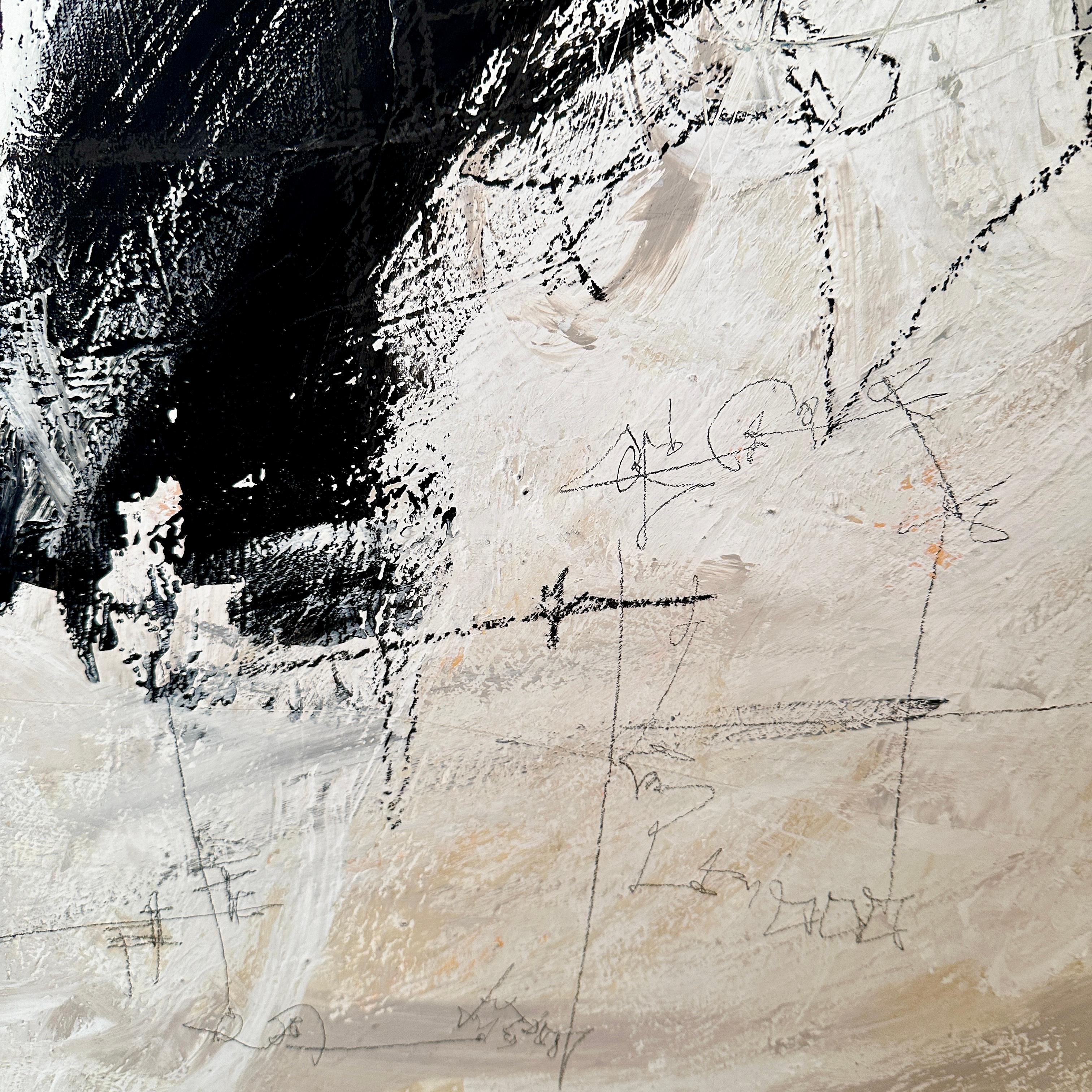 Quadro astratto contemporaneo su tela in bianco e nero Felix Bachmann, 2023 in vendita 1