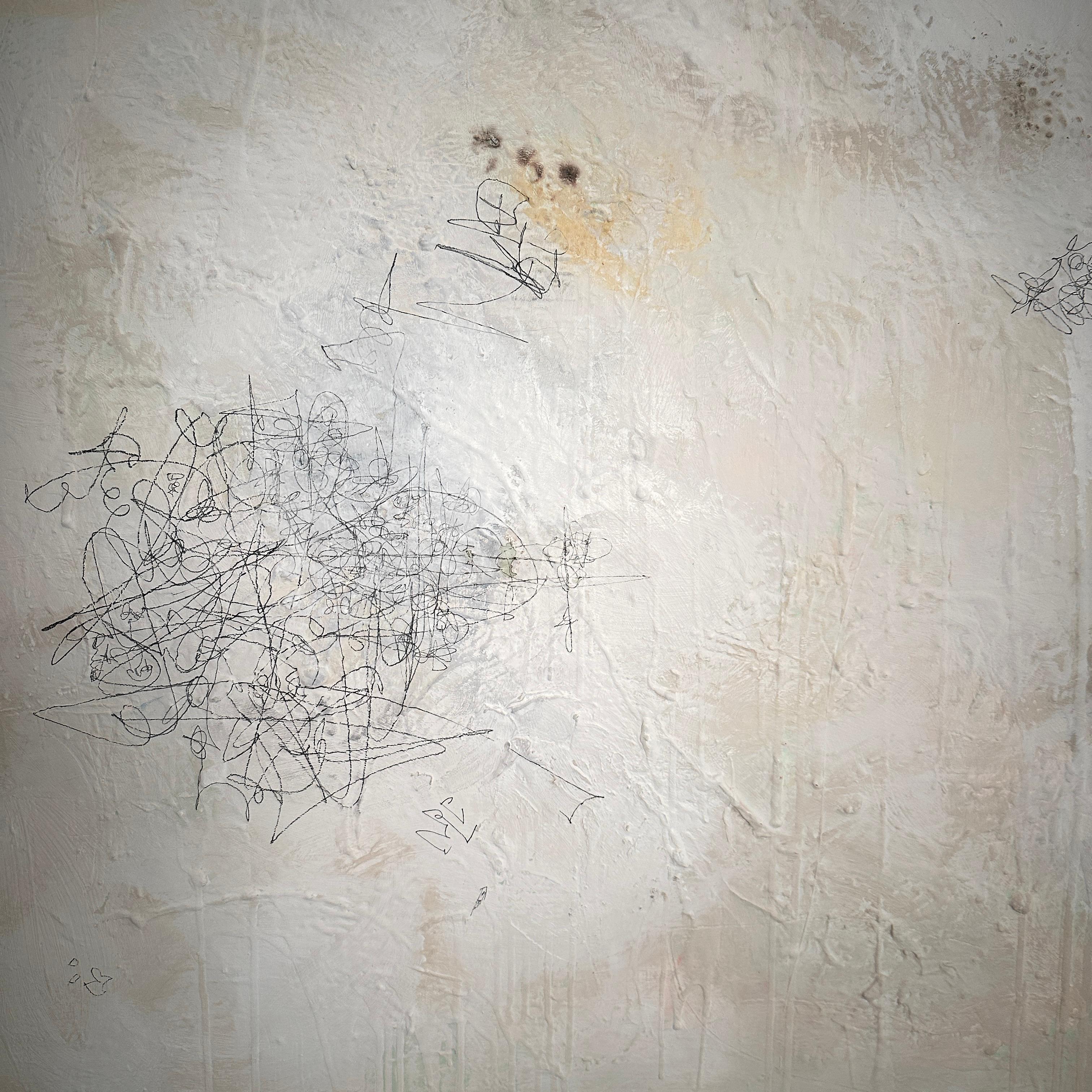 Questo quadro astratto contemporaneo di Felix Bachmann, realizzato nel 2025, esplora la tensione tra la forma e il vuoto attraverso una suggestiva tavolozza in bianco e nero. Eseguita su tela utilizzando un mix dinamico di pittura acrilica, gesso,