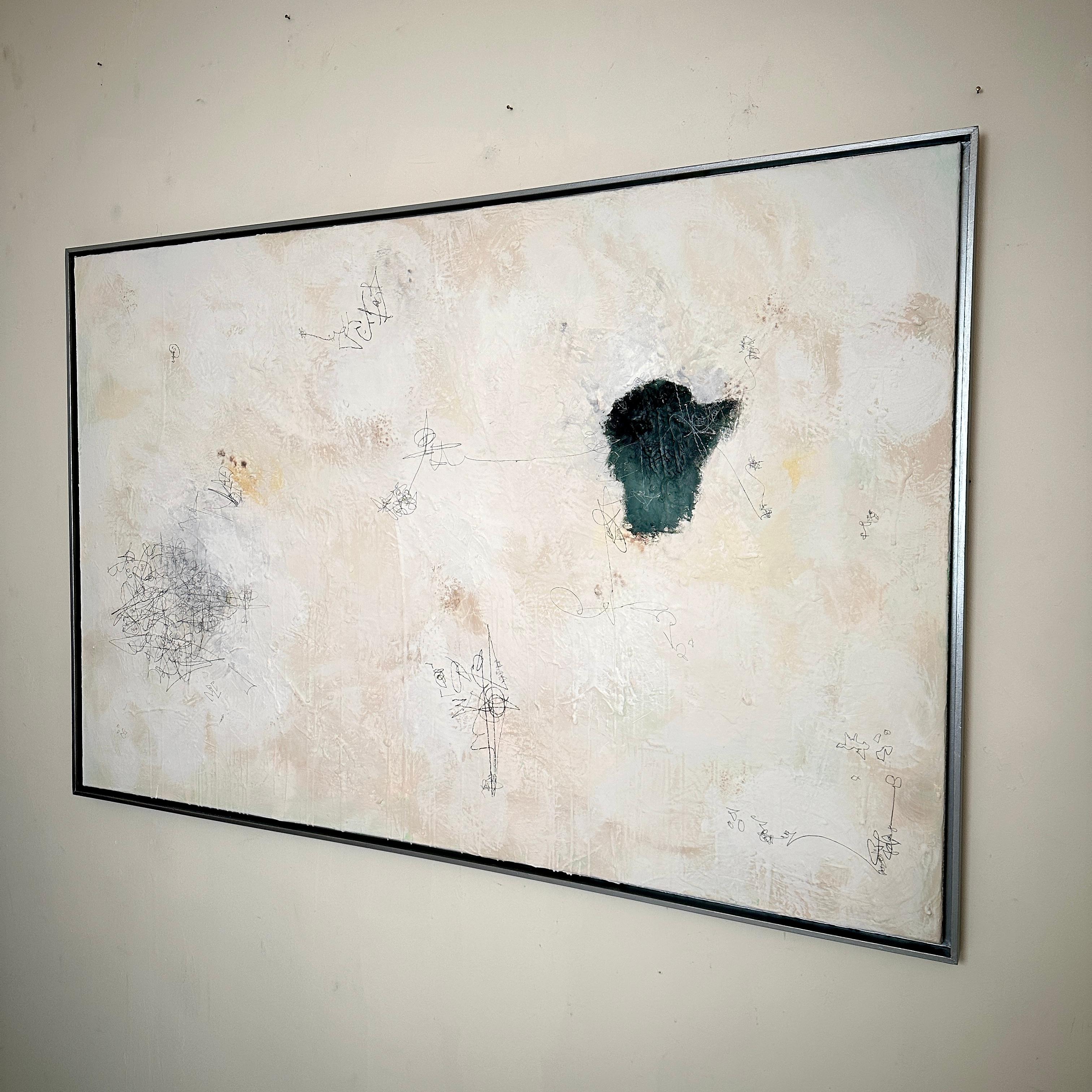 Moderno Quadro astratto contemporaneo su tela in bianco e nero Felix Bachmann, 2025 in vendita