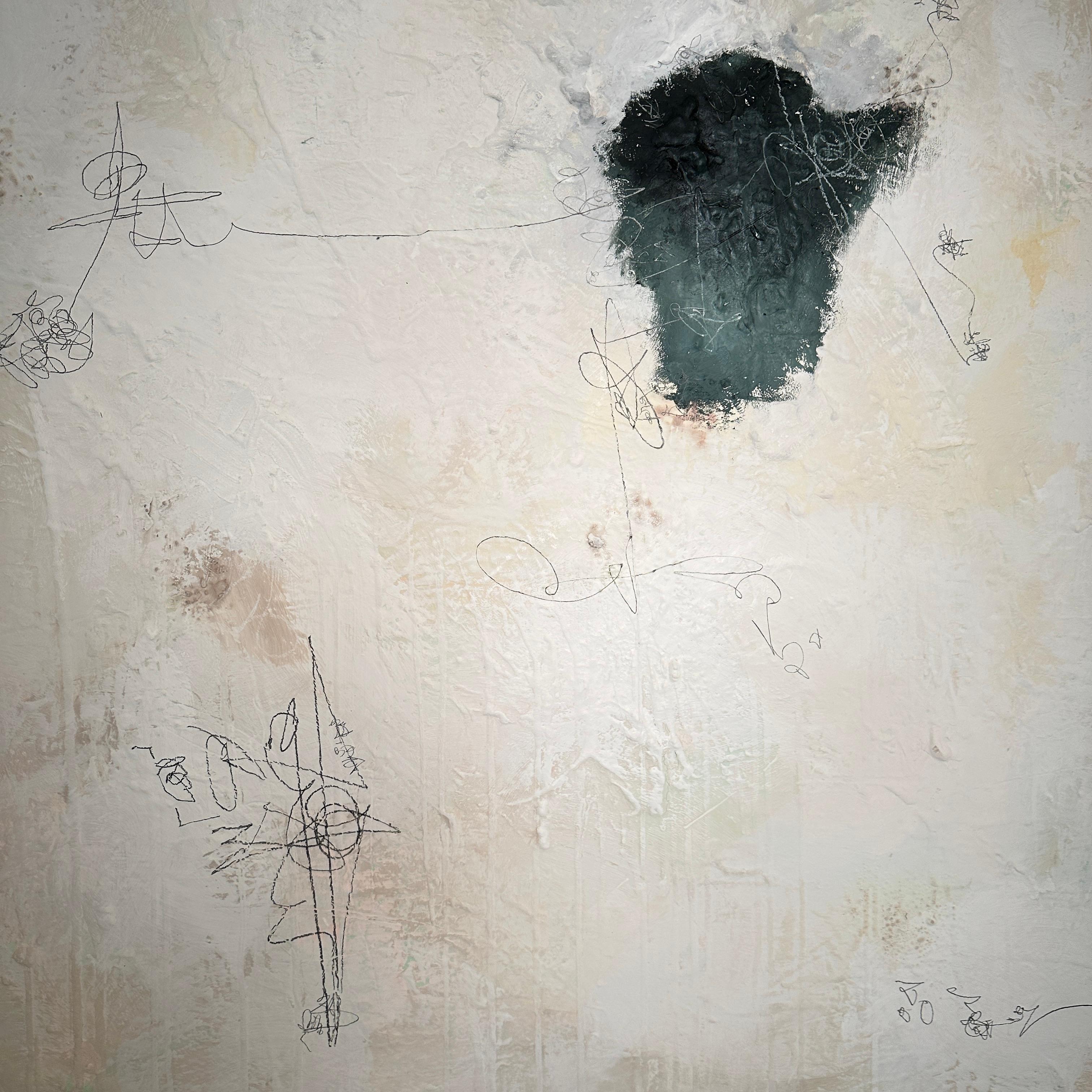 Dipinto a mano Quadro astratto contemporaneo su tela in bianco e nero Felix Bachmann, 2025 in vendita