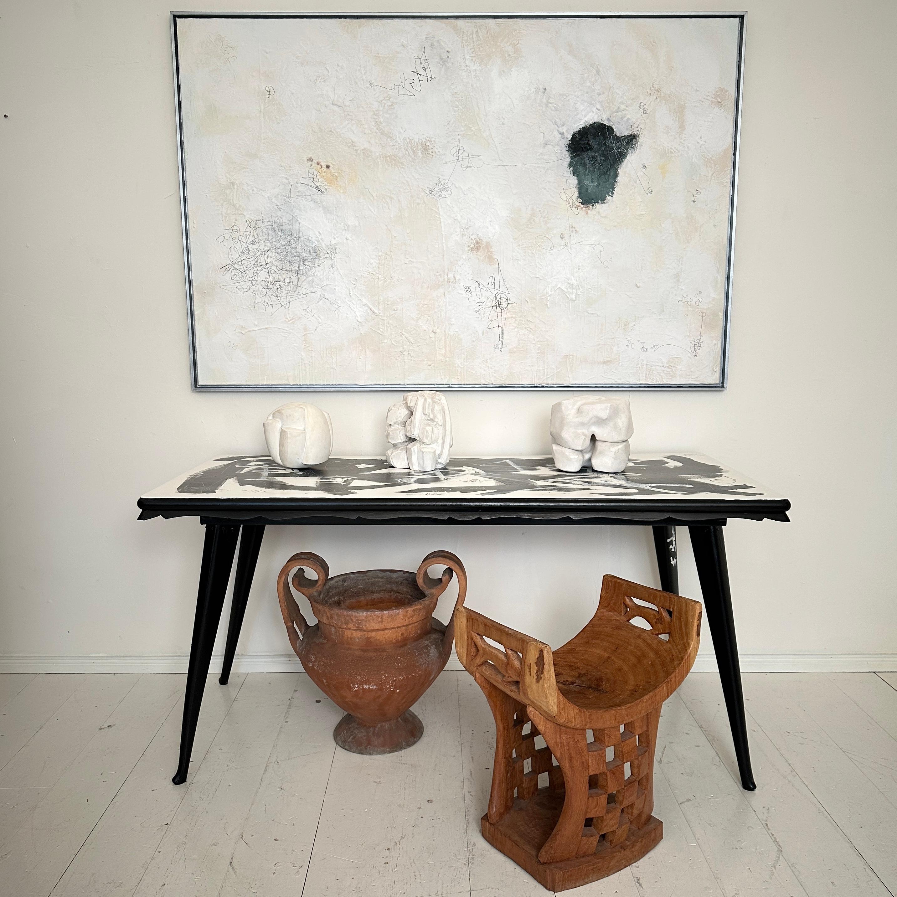 XXI secolo e contemporaneo Quadro astratto contemporaneo su tela in bianco e nero Felix Bachmann, 2025 in vendita