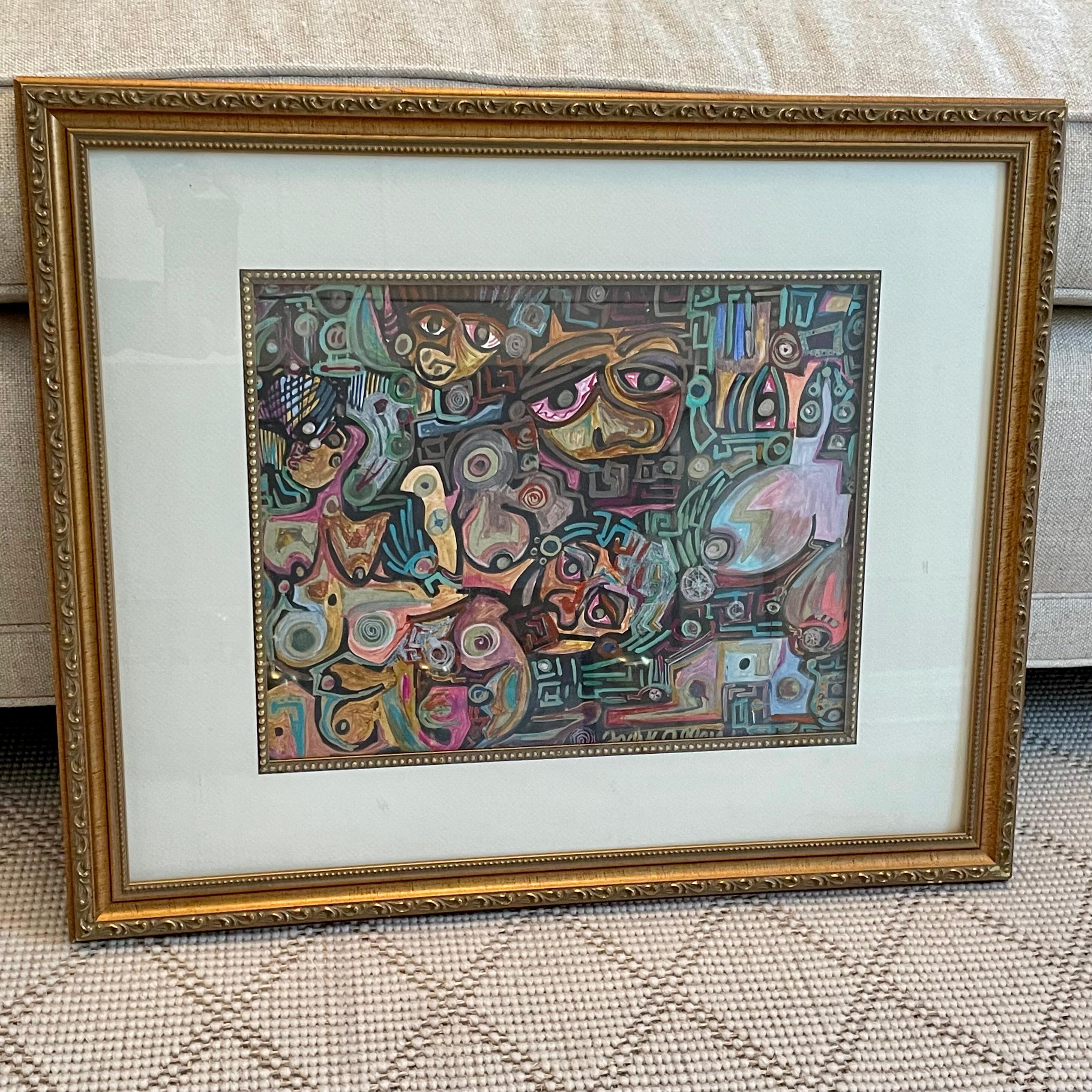 20th Century Contemporary Abstract Painting with Frame  For Sale