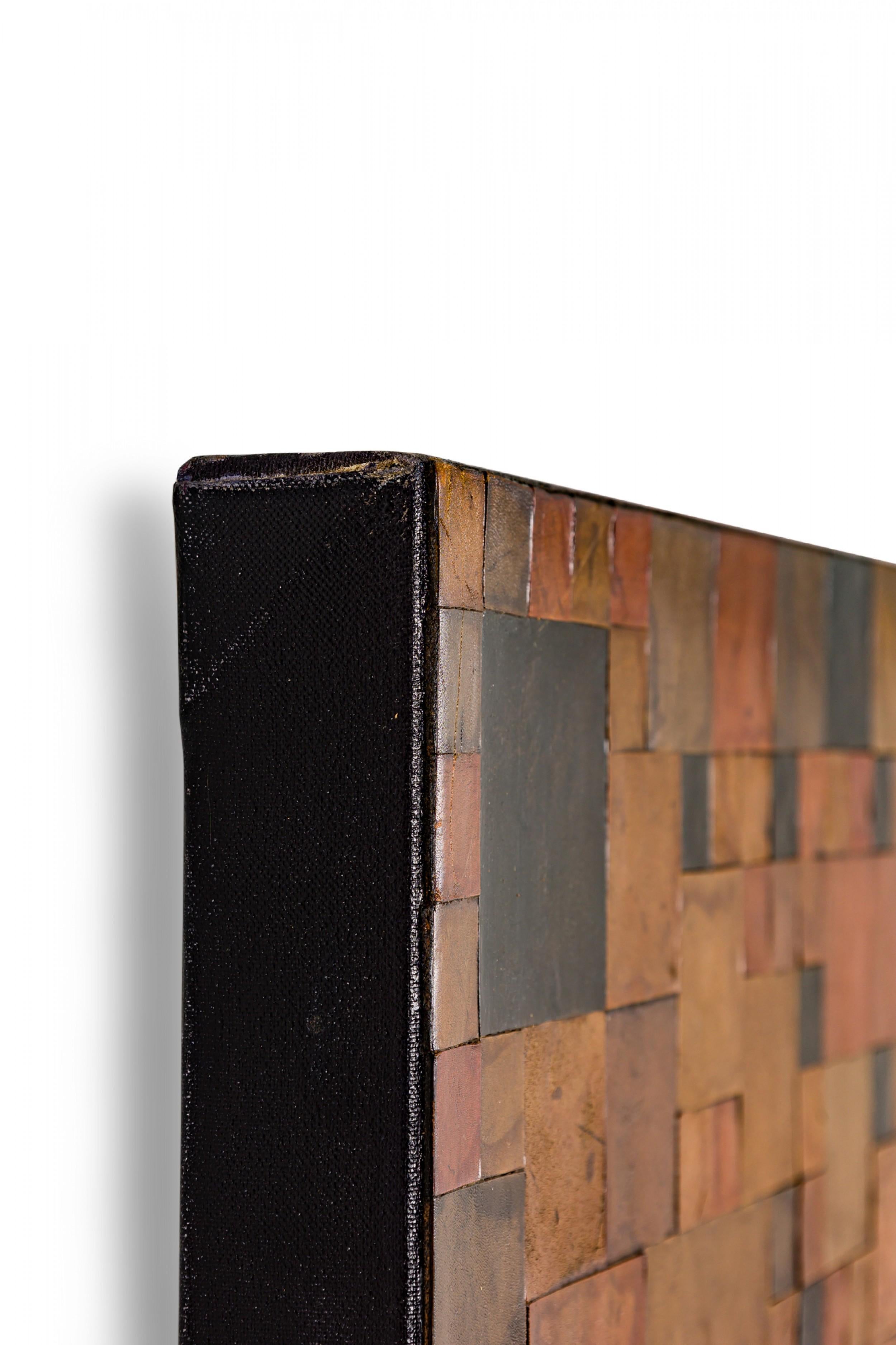 Moderno Arte murale astratta contemporanea in pelle Patchwork su tela in vendita