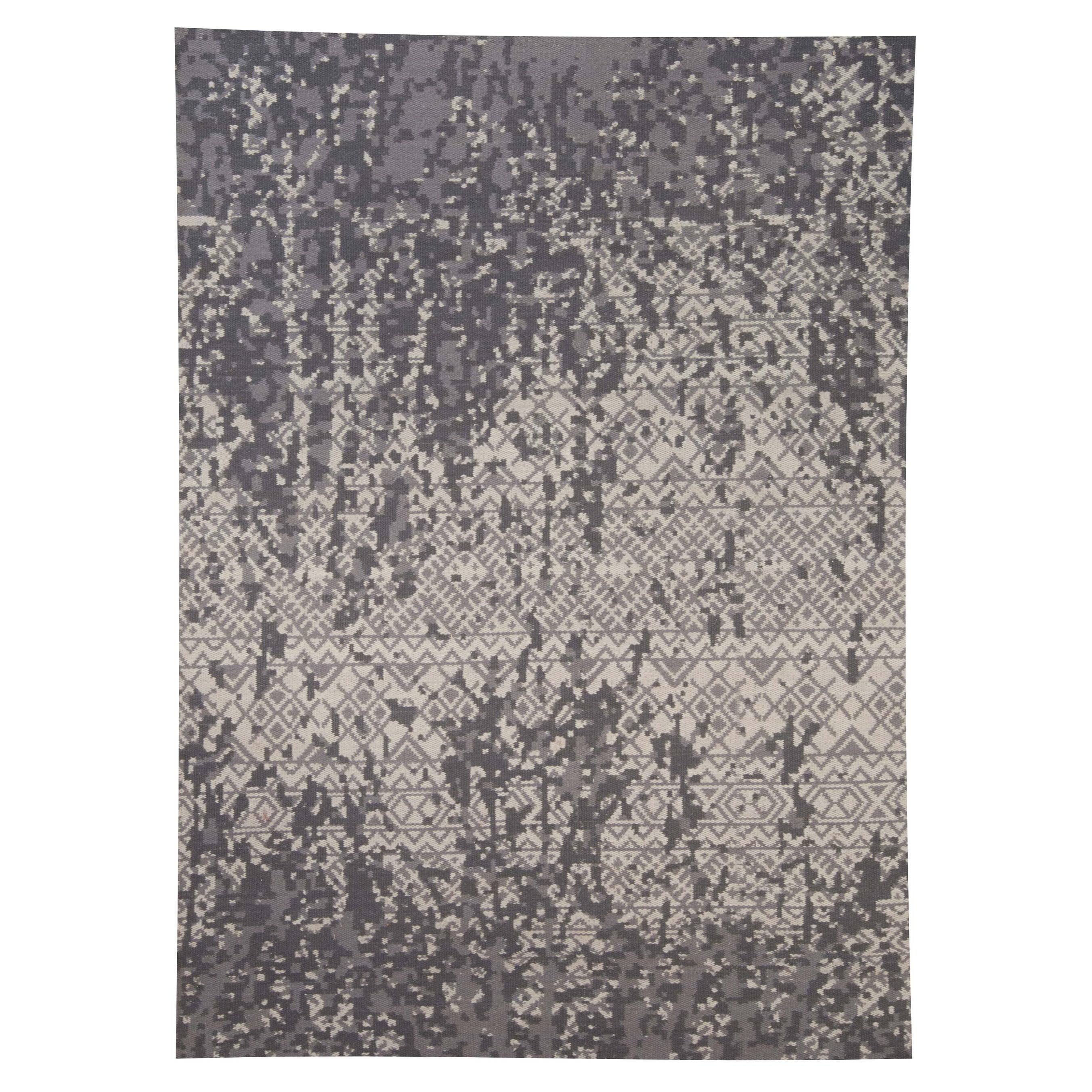 Zeitgenössischer abstrakter Petra-grauer handgefertigter Wollteppich von Doris Leslie Blau
