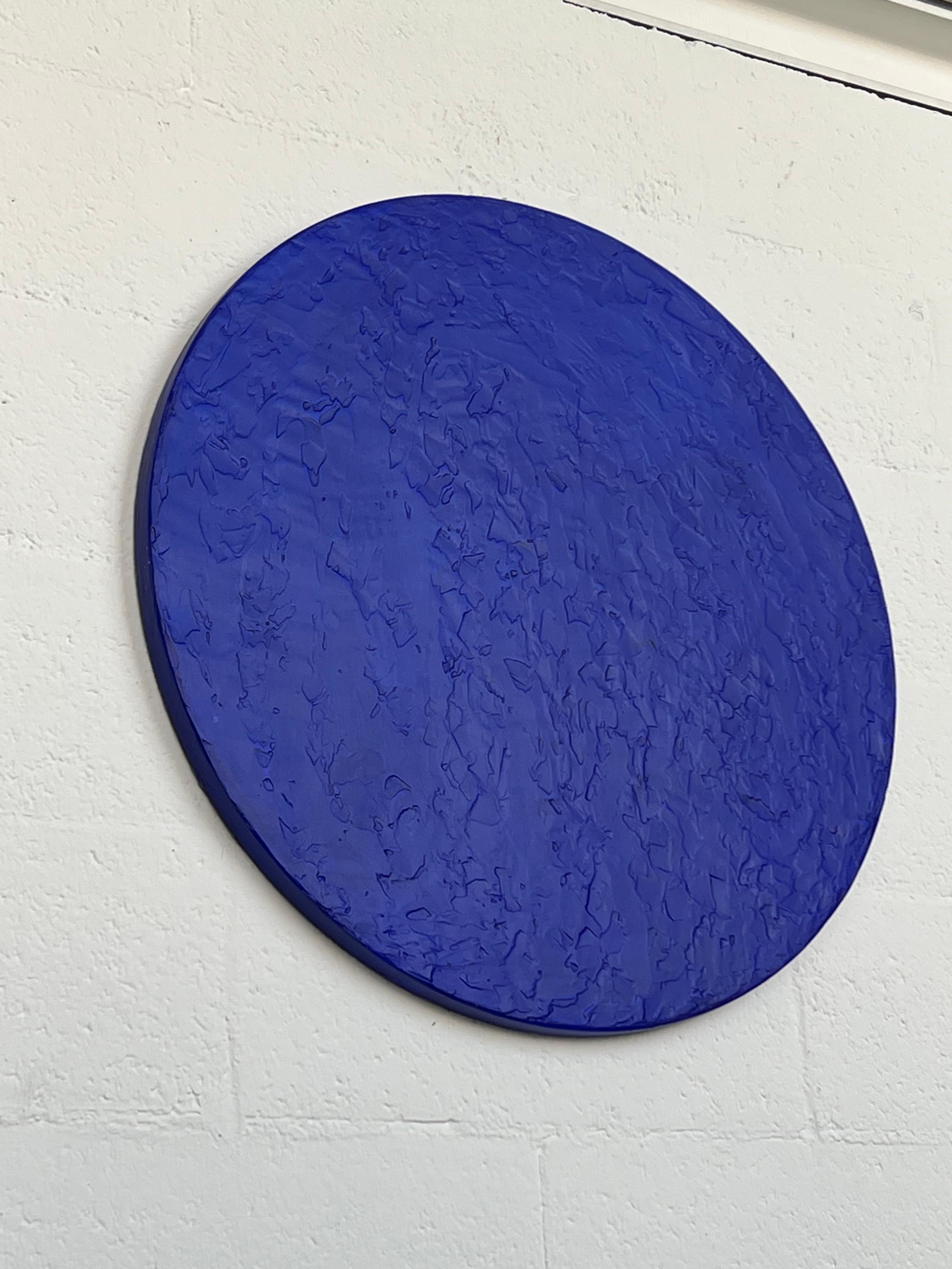 Opera astratta contemporanea rotonda di Nicolas Denino, arte acrilica materica 3