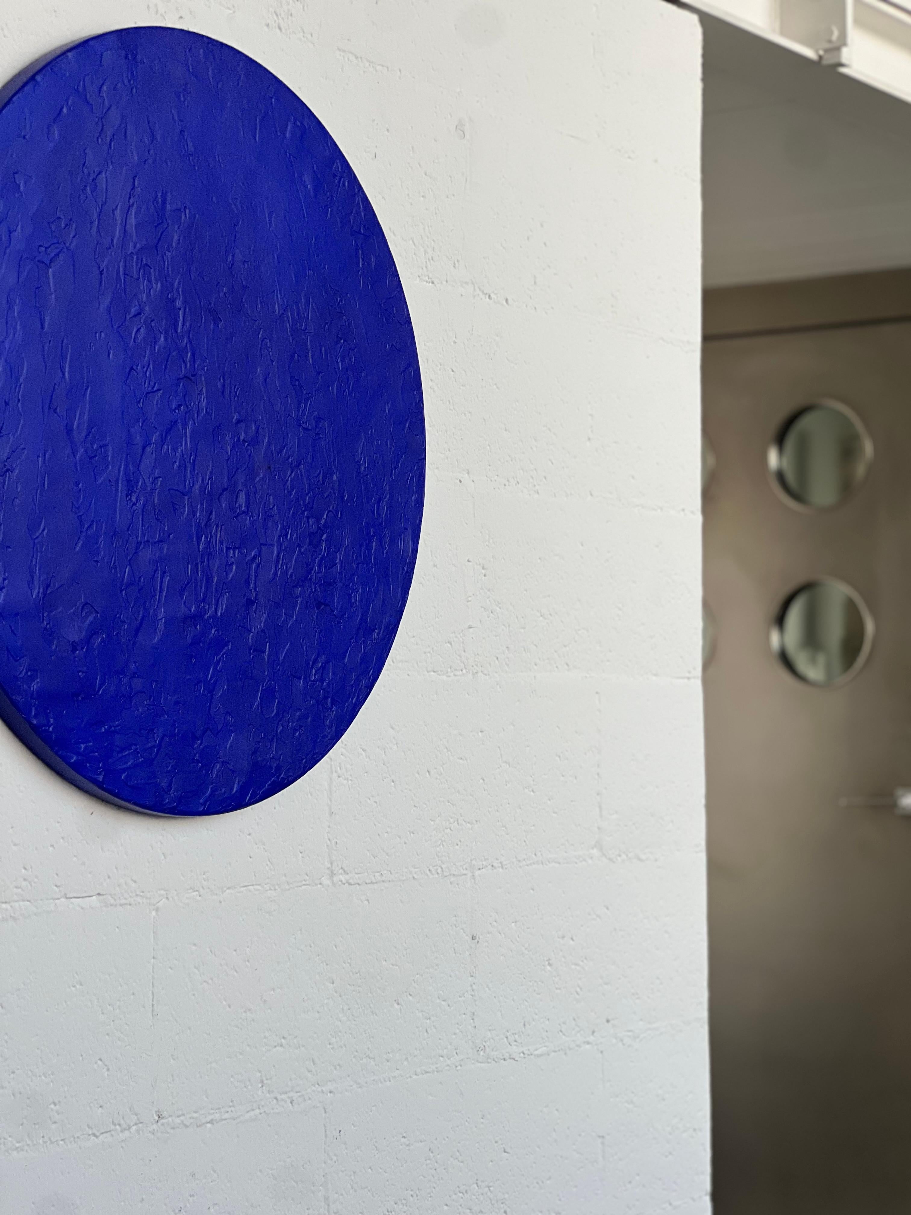 Opera astratta contemporanea rotonda di Nicolas Denino, arte acrilica materica 5