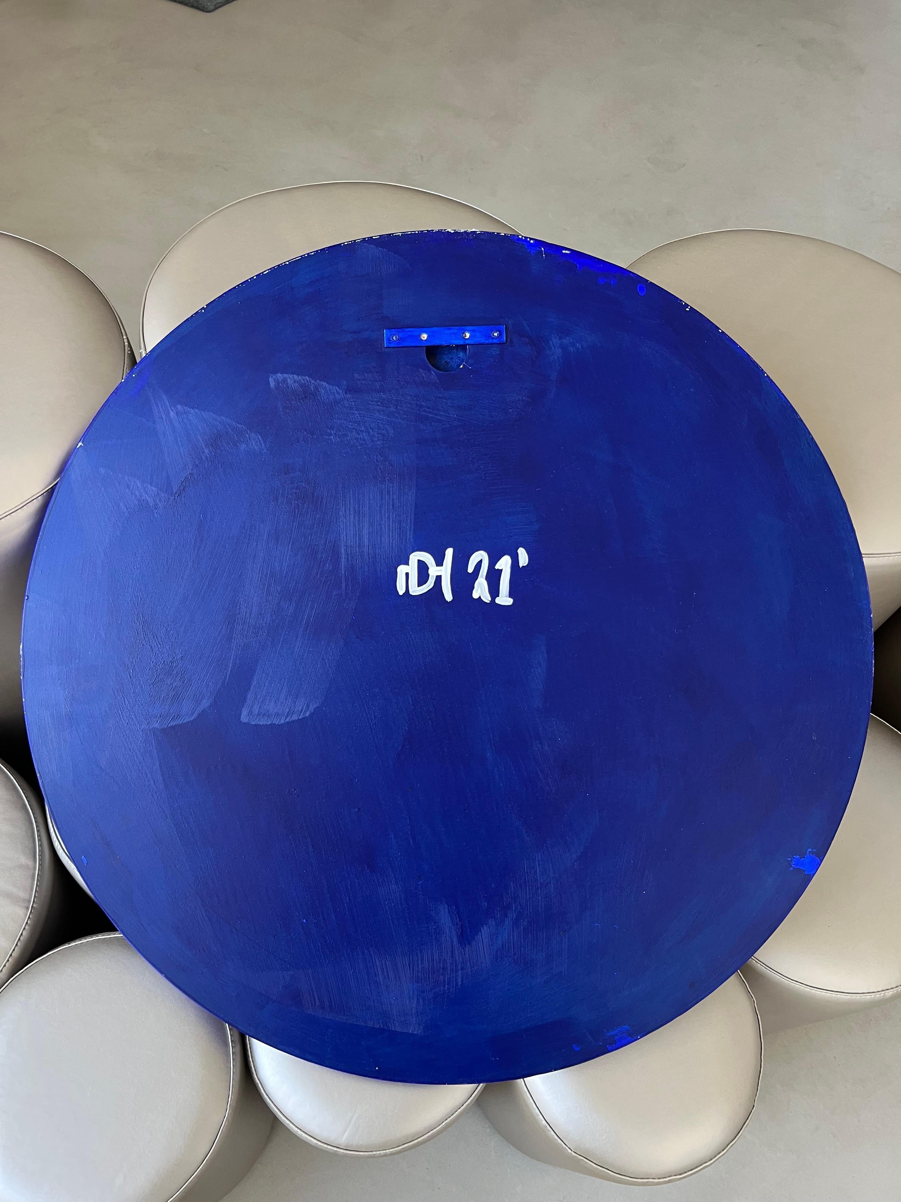 Opera astratta contemporanea rotonda di Nicolas Denino, arte acrilica materica 7