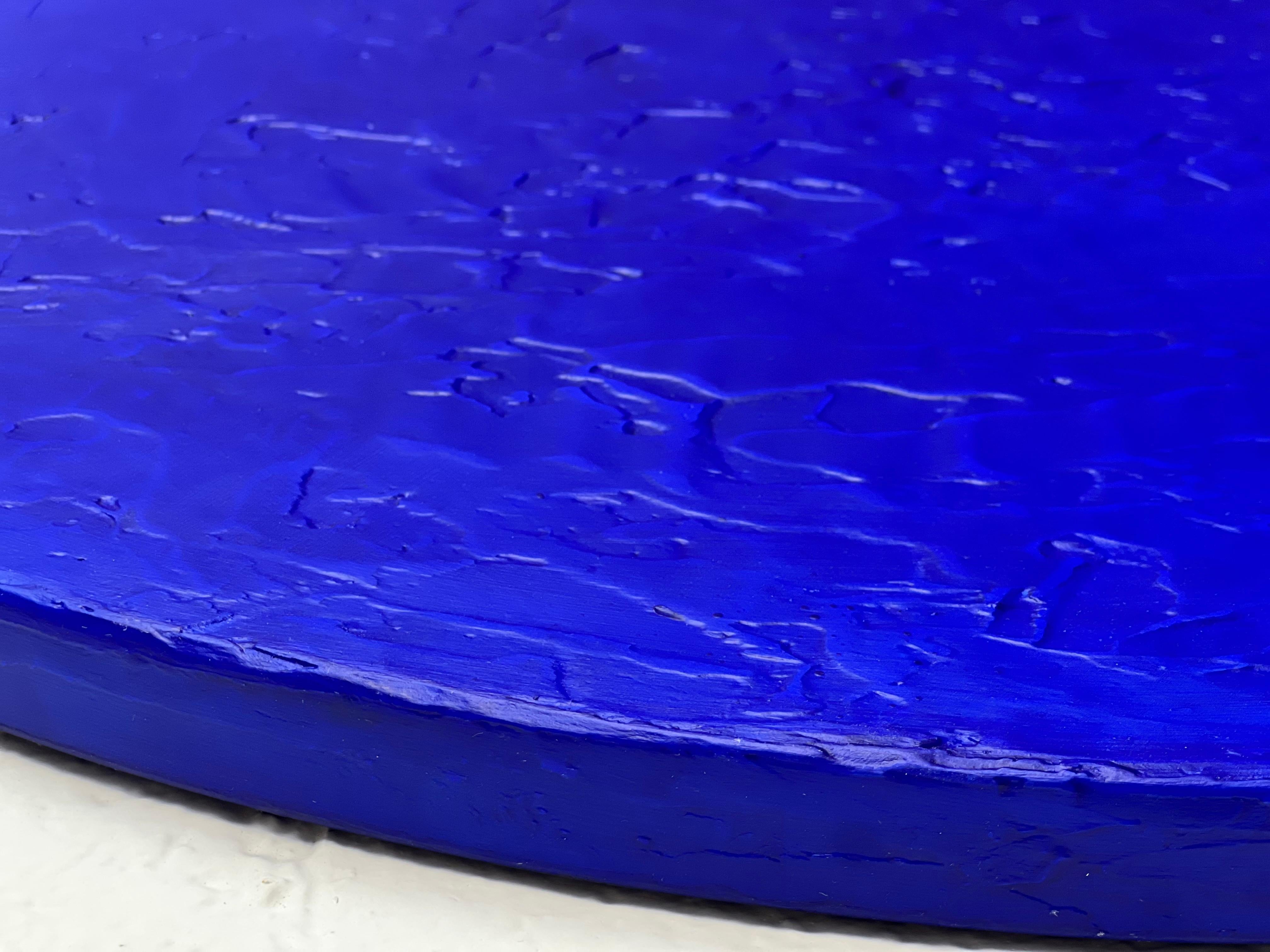 Opera astratta contemporanea rotonda di Nicolas Denino, arte acrilica materica 11