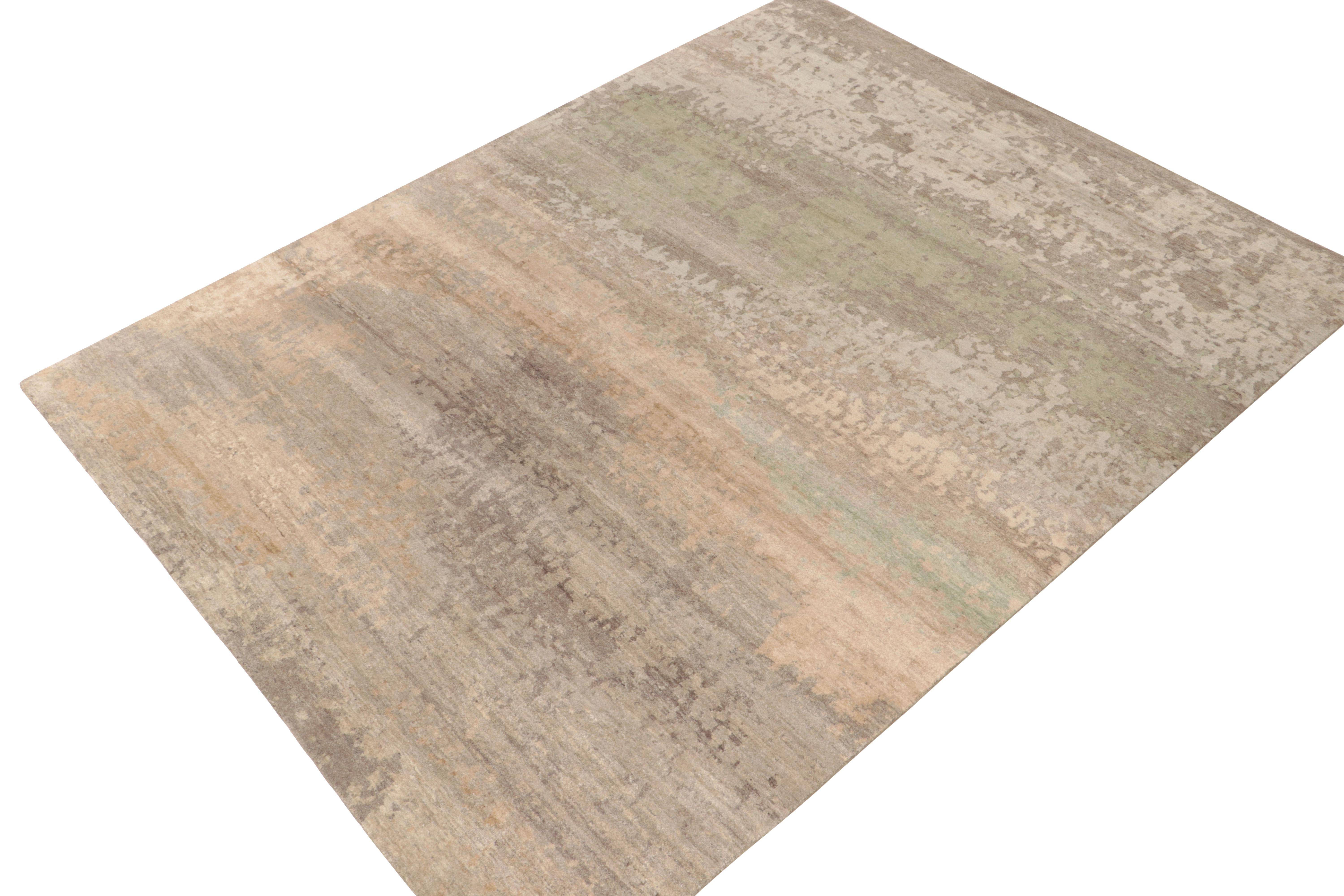 Modern Rug & Kilim's Contemporary Abstract Rug in Gray, Beige & Green For Sale