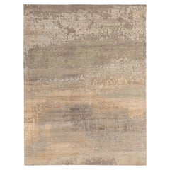 Tapis et tapis abstrait contemporain Kilim en gris, beige et vert