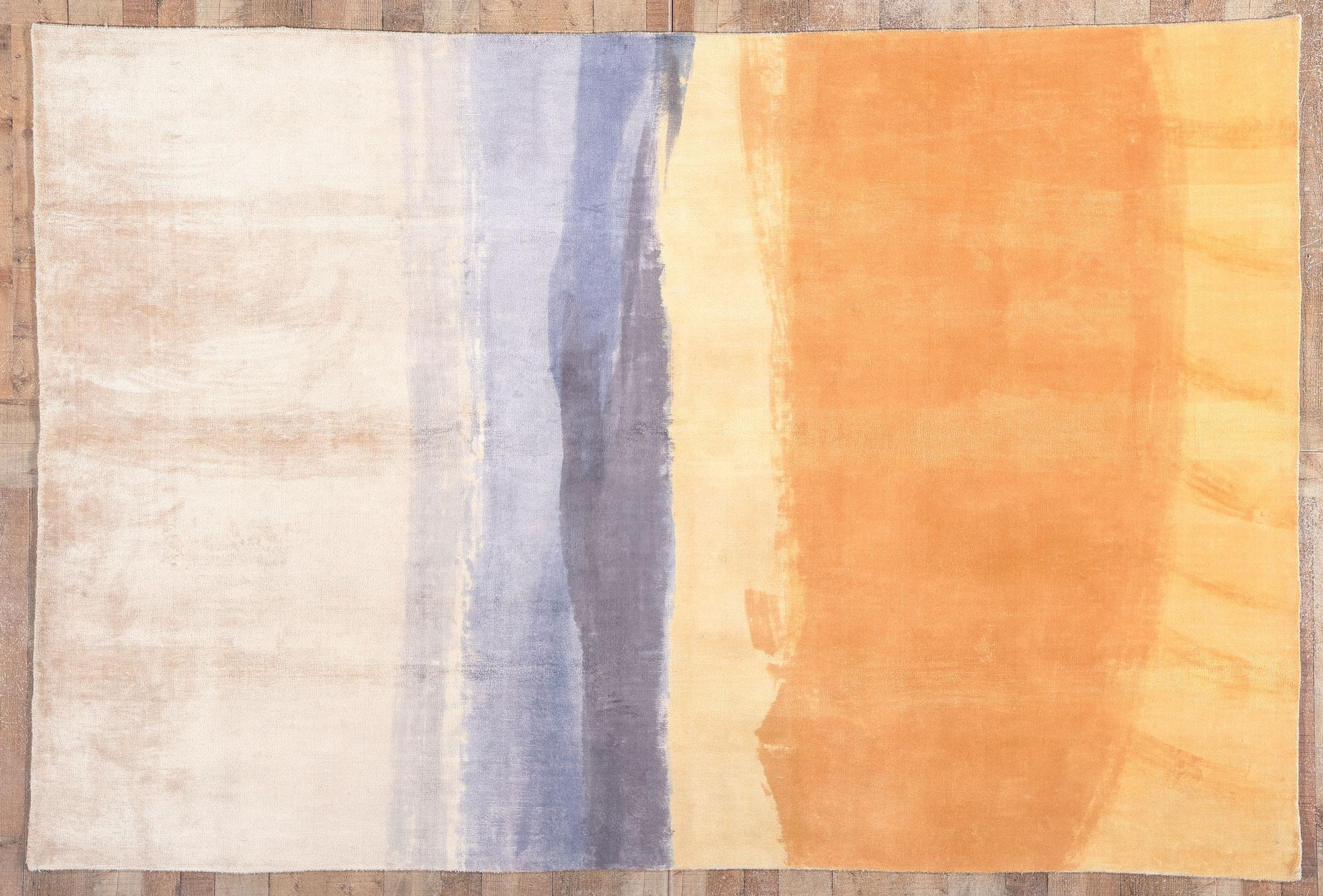 Silk Contemporary Abstract Rug Inspired by Mark Rothko's Color Field Abstractions For Sale