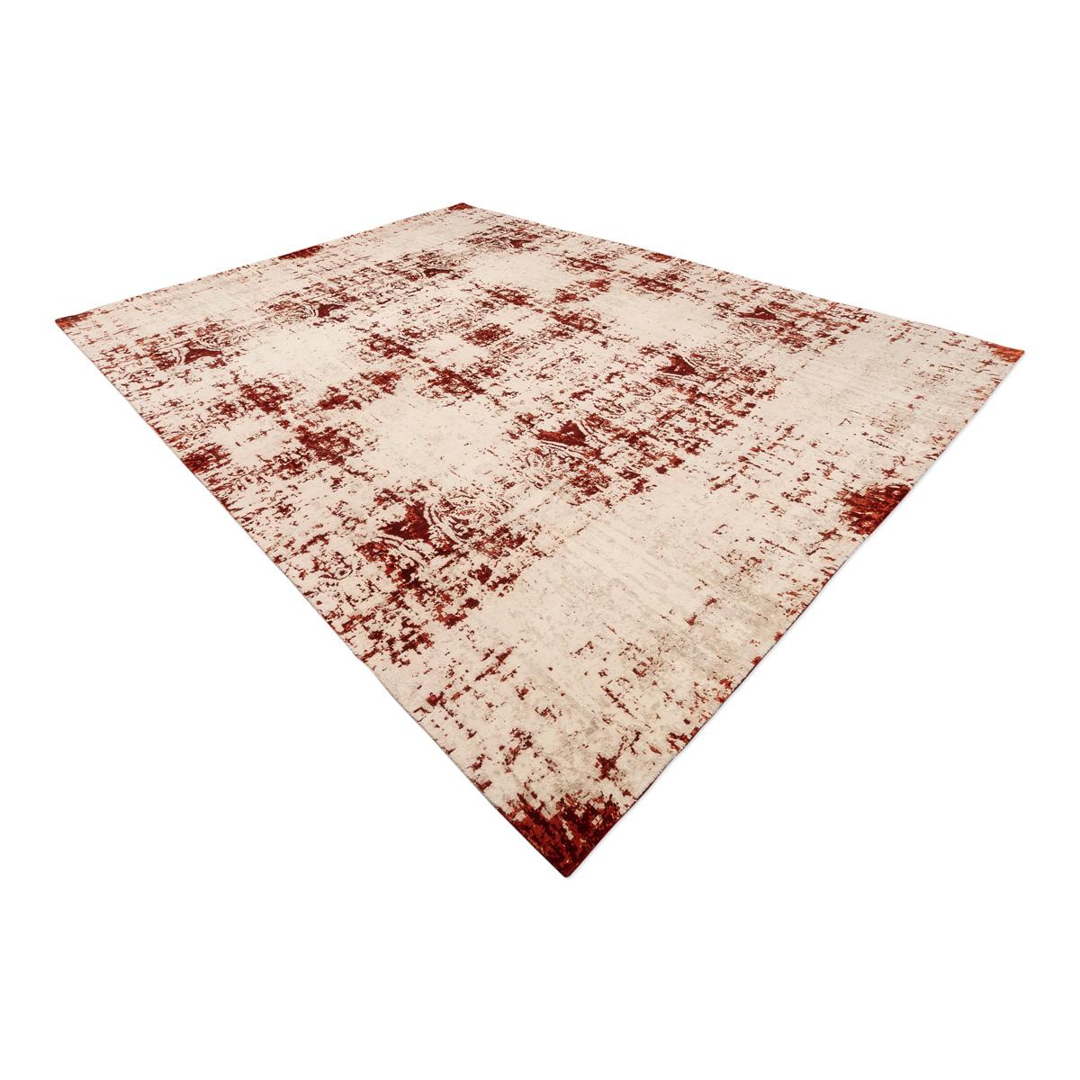 Modern Contemporary Abstract Rug on Red and White Colors