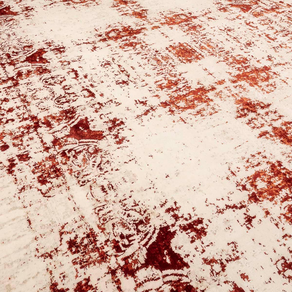 Contemporary Abstract Rug on Red and White Colors In Excellent Condition In MADRID, ES
