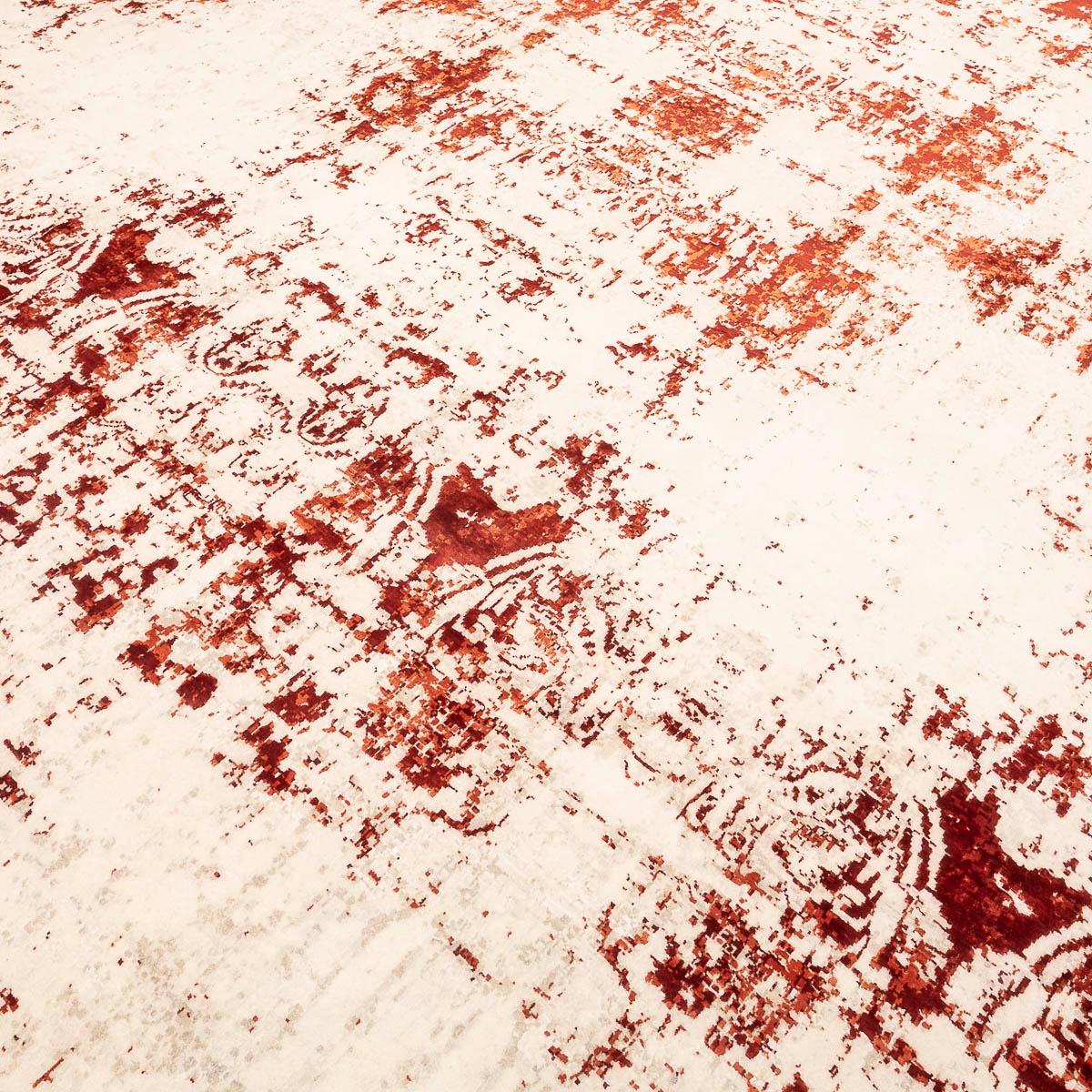 Contemporary Abstract Rug on Red and White Colors 3