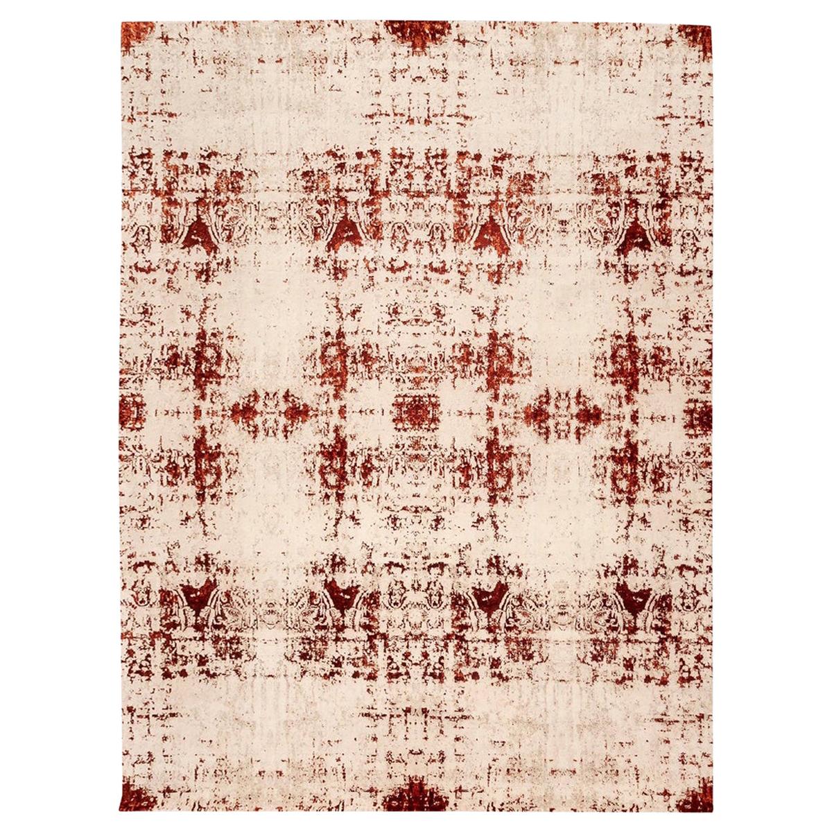 Contemporary Abstract Rug on Red and White Colors