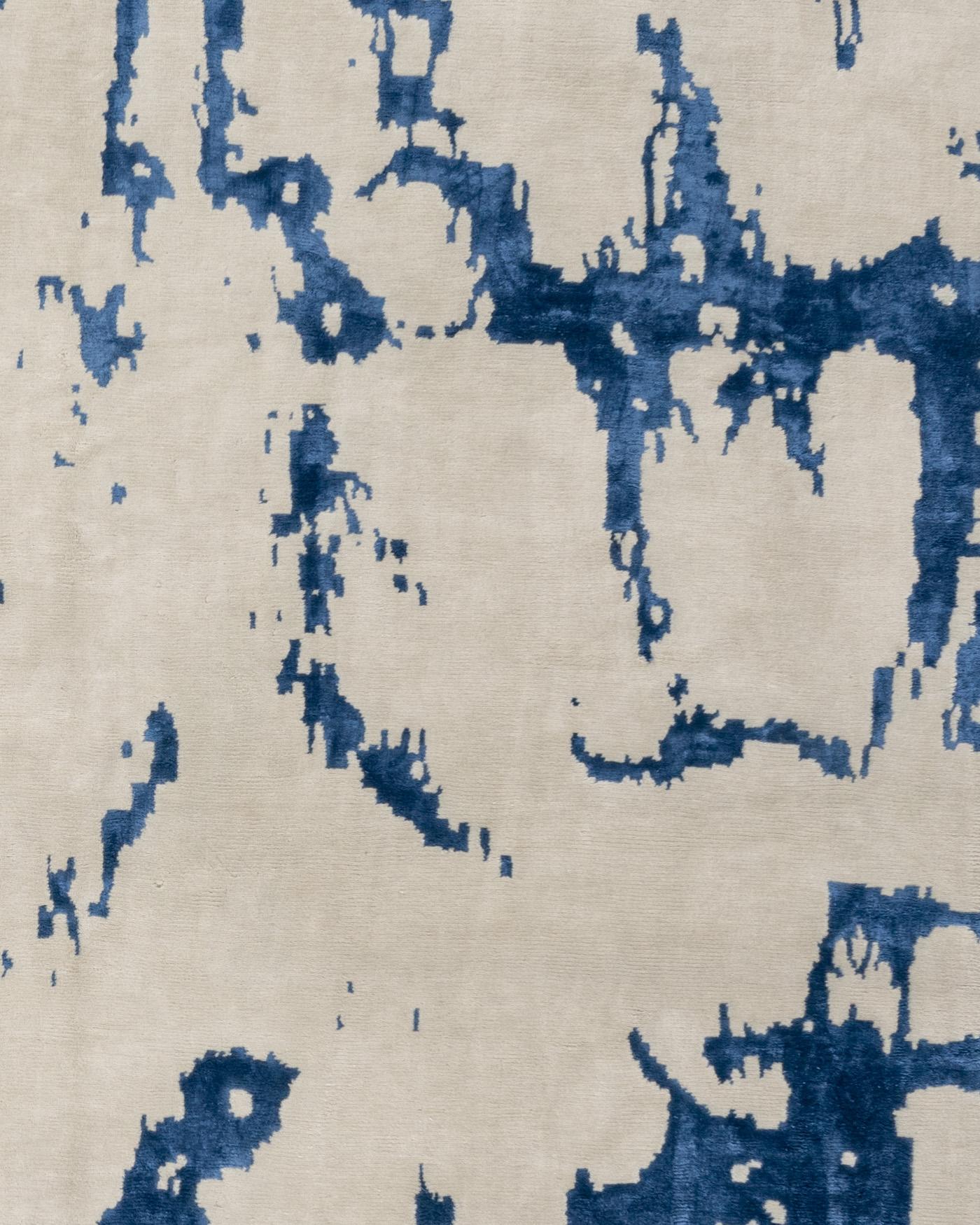 Alfombra abstracta contemporánea Alfombra de salón anudada a mano en lana y seda  8' x 16'3 en venta 1