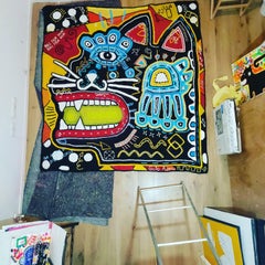 Contemporary Abstract Shape Rug with Surrealist Motifs Black & White in Wool