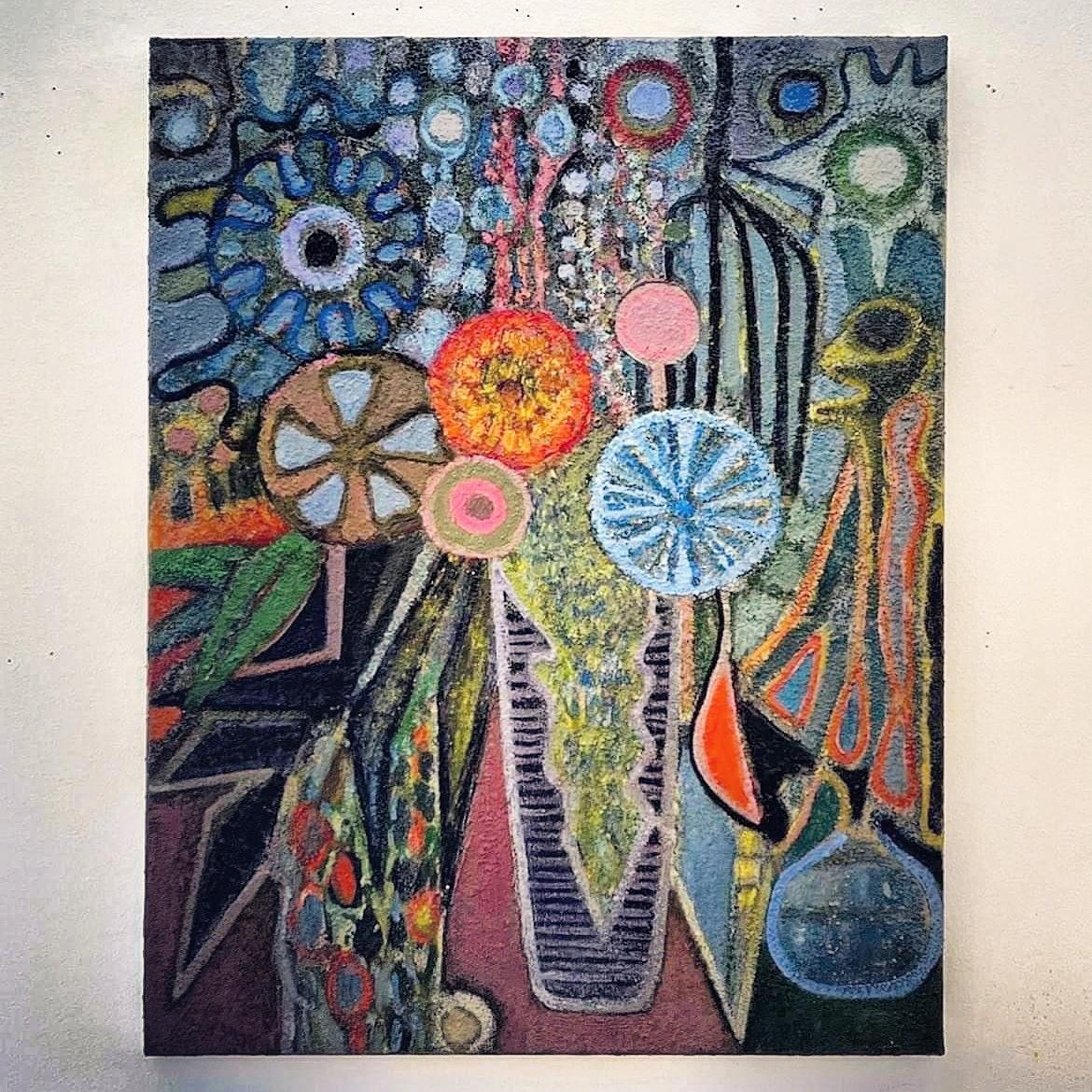 Contemporary Abstract Shape Teppich mit surrealistischen Motiven Schwarz & Weiß in Wolle (Ukrainisch) im Angebot