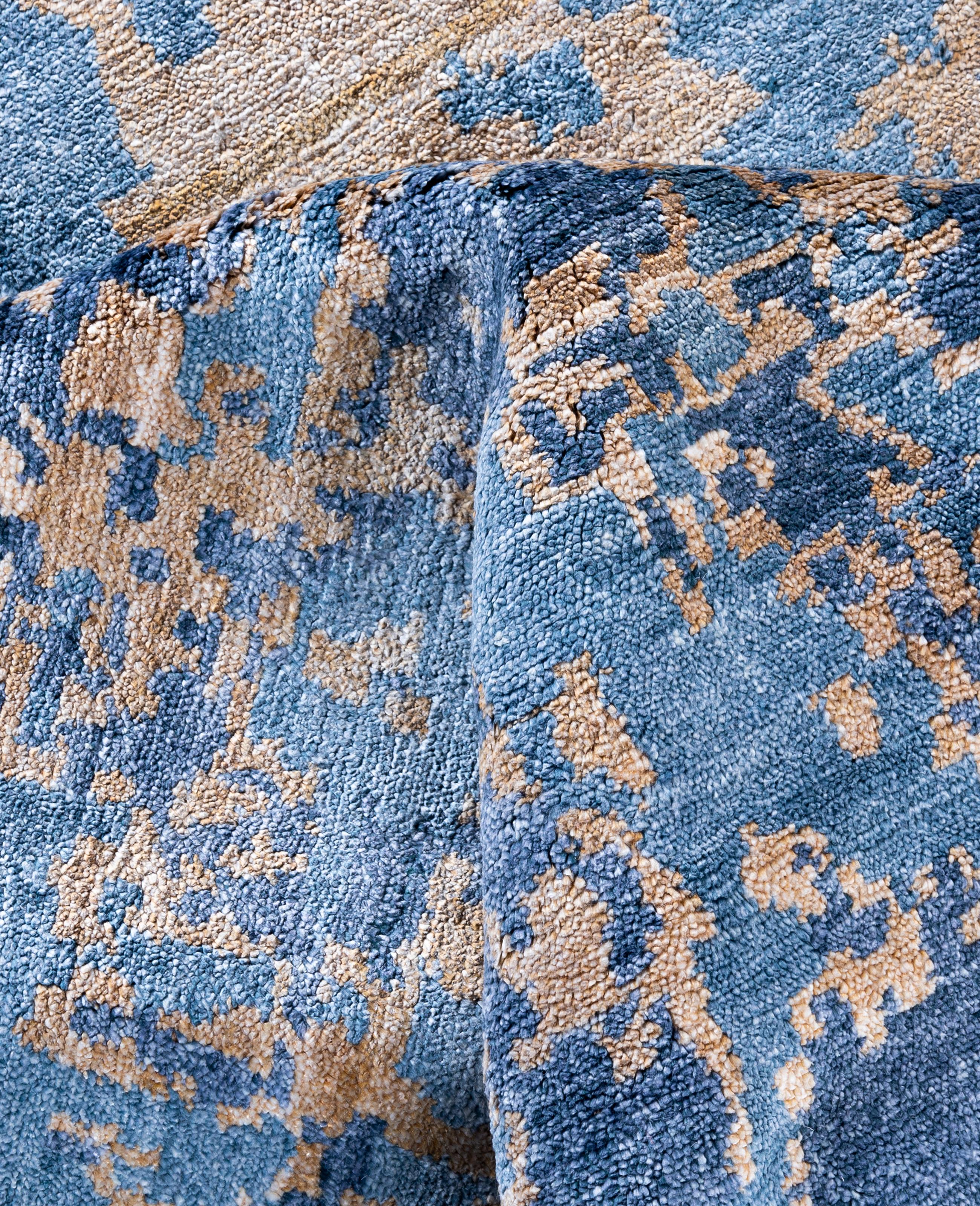 Seta Contemporary Abstract Silk Hand Knots Rugs Area Rugged Gold 9' 2