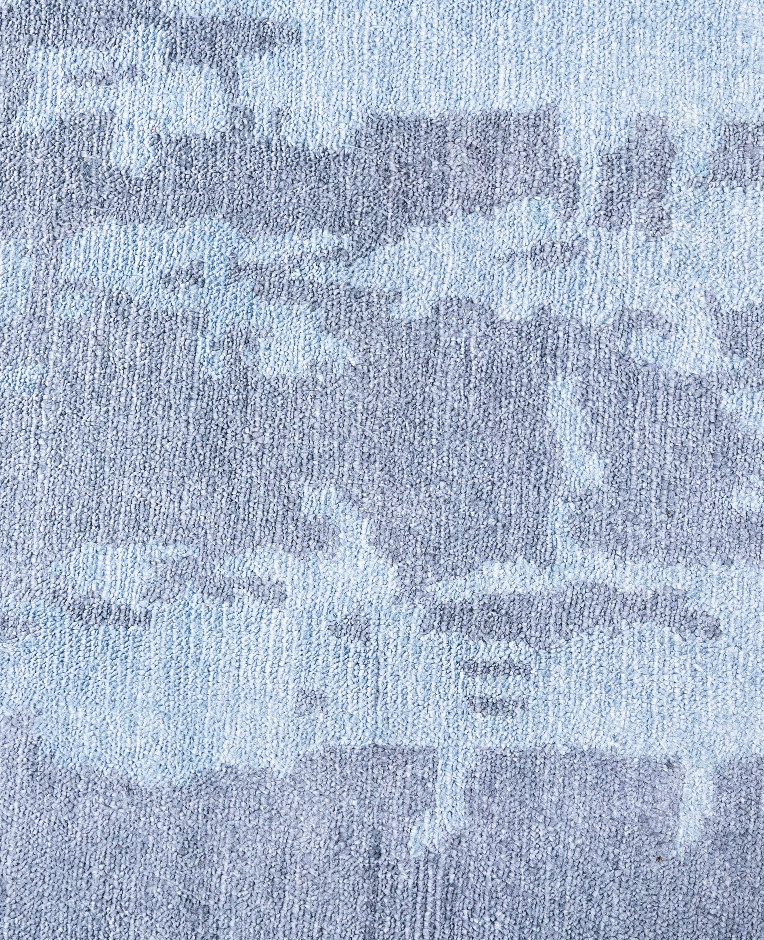 Contemporary Abstract Silk Hand Knotted Gray Area Rug 8' 1