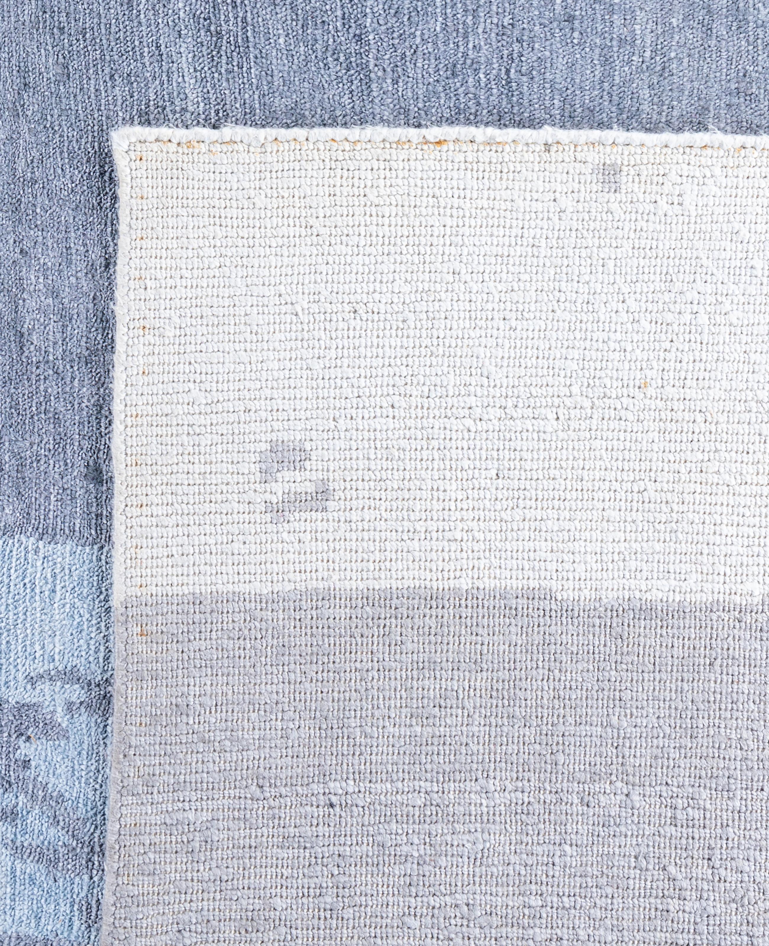 Contemporary Abstract Silk Hand Knotted Gray Area Rug 8' 1