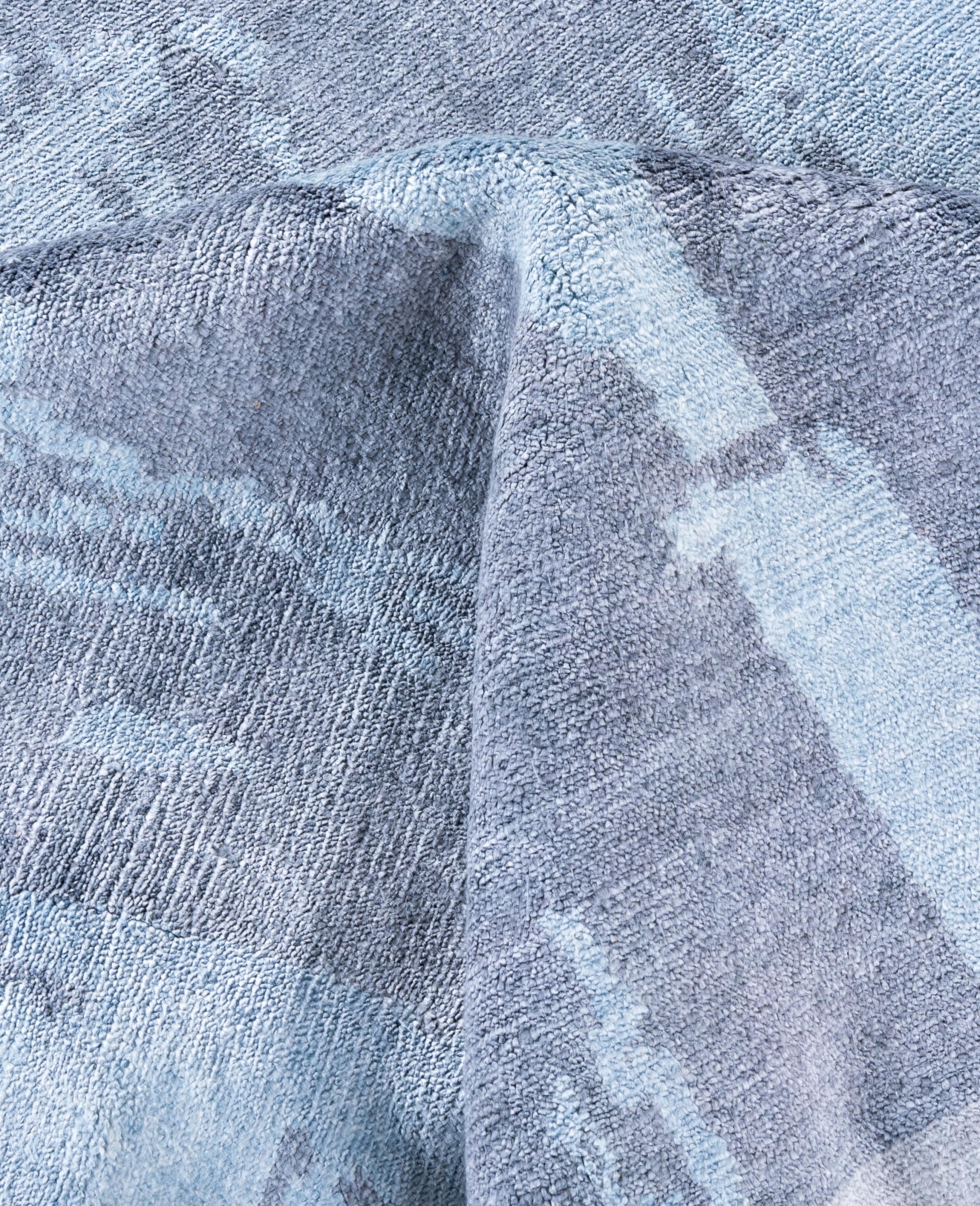 Contemporary Abstract Silk Hand Knotted Gray Area Rug 8' 1